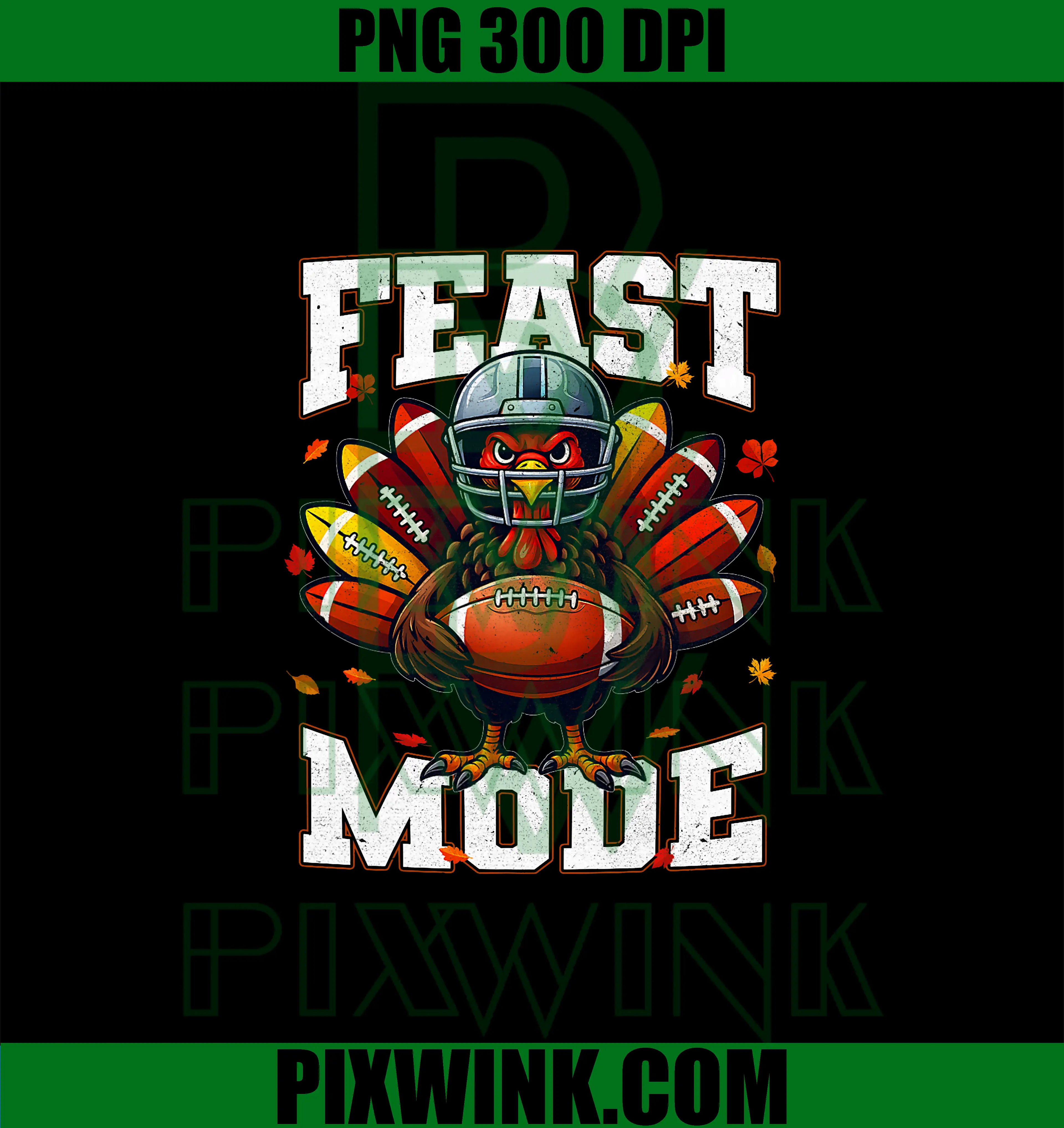 Feast Mode PNG, Turkey Vintage Fall Football Thanksgiving PNG