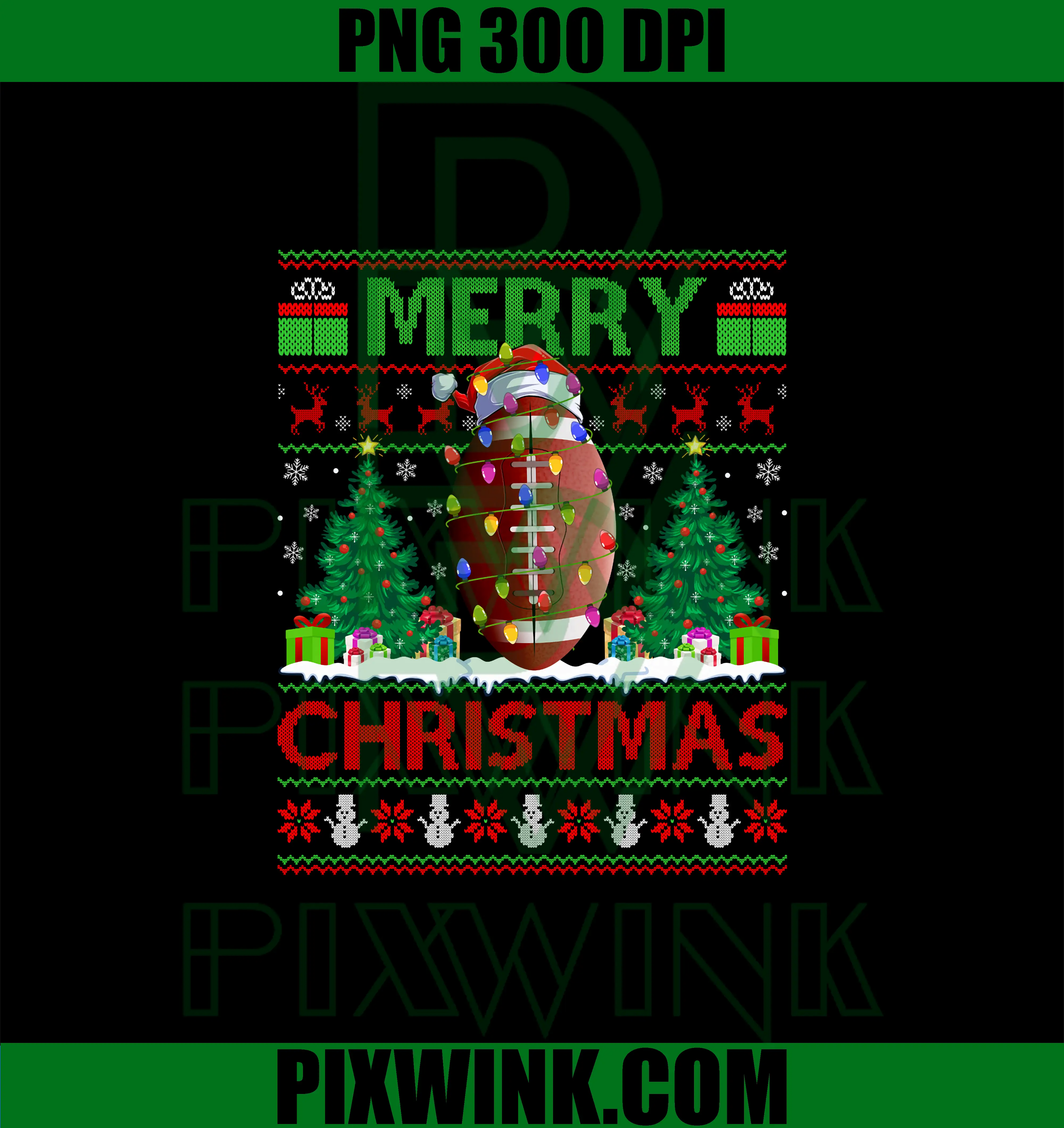 Football Ugly Christmas PNG, Sports Player Lights Xmas PNG