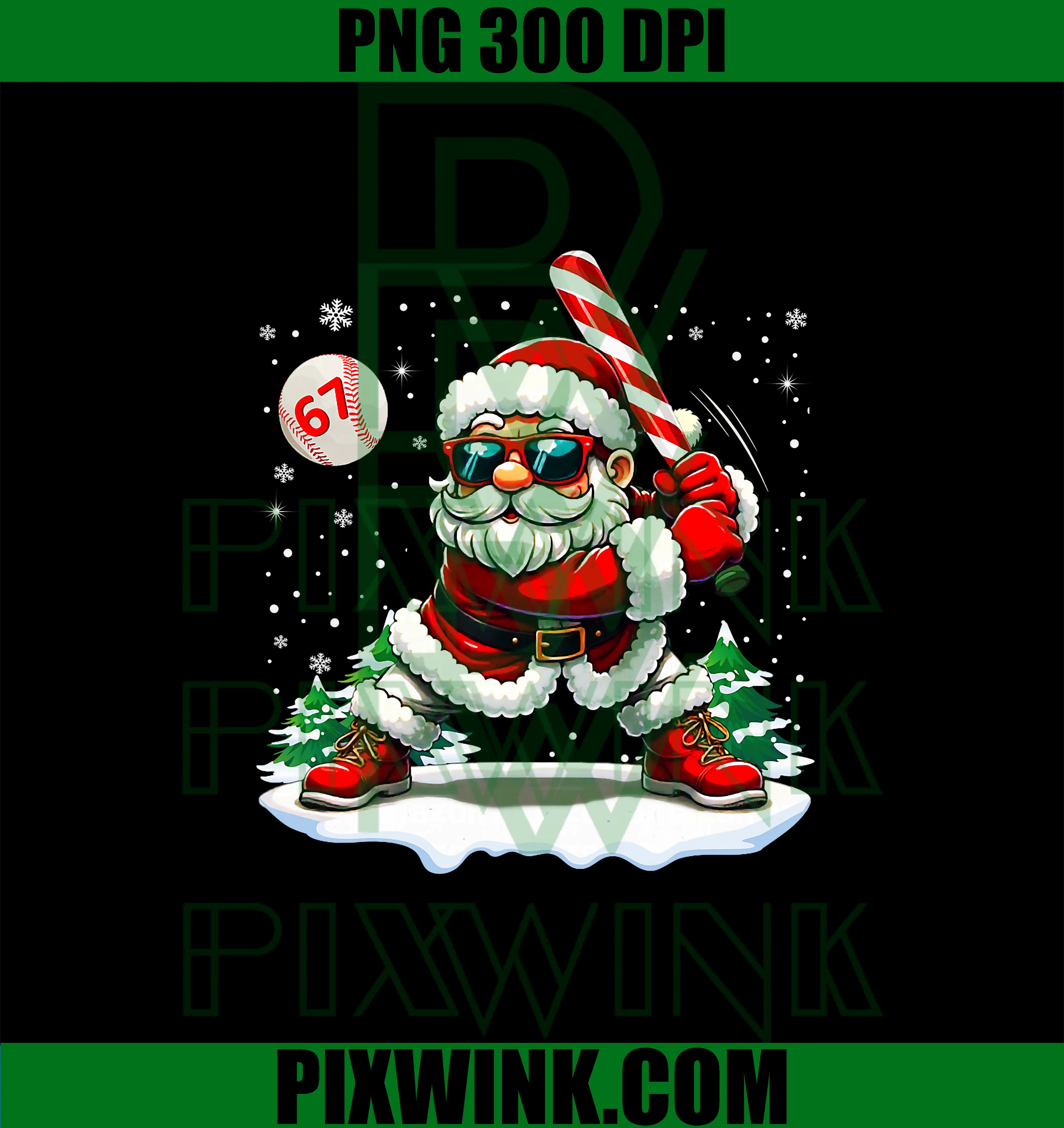 Funny Baseball Santa 67 PNG, Christmas 67 PNG