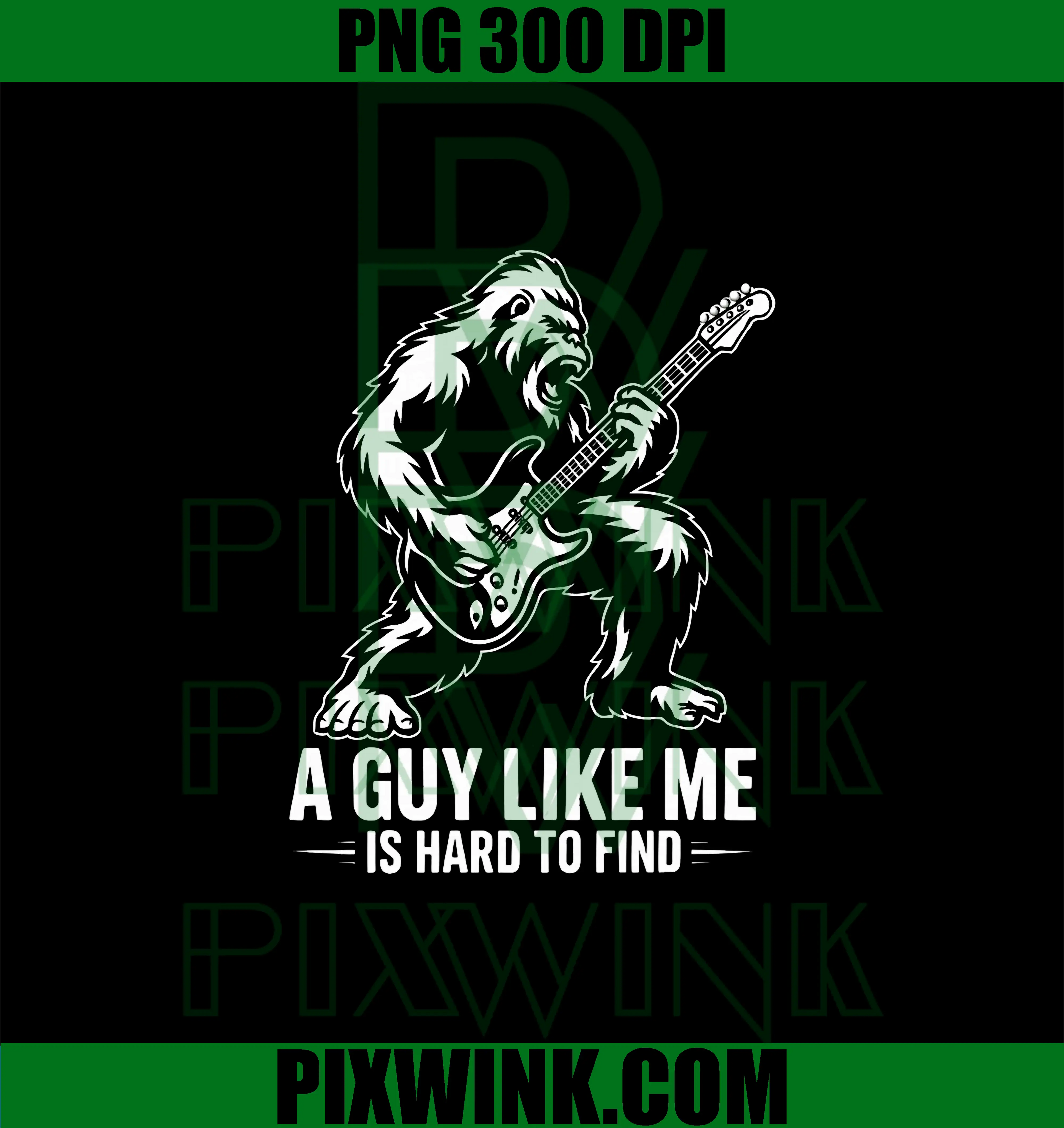 Funny Bigfoot Playing Guitar PNG, Rock Music Band Sasquatch PNG