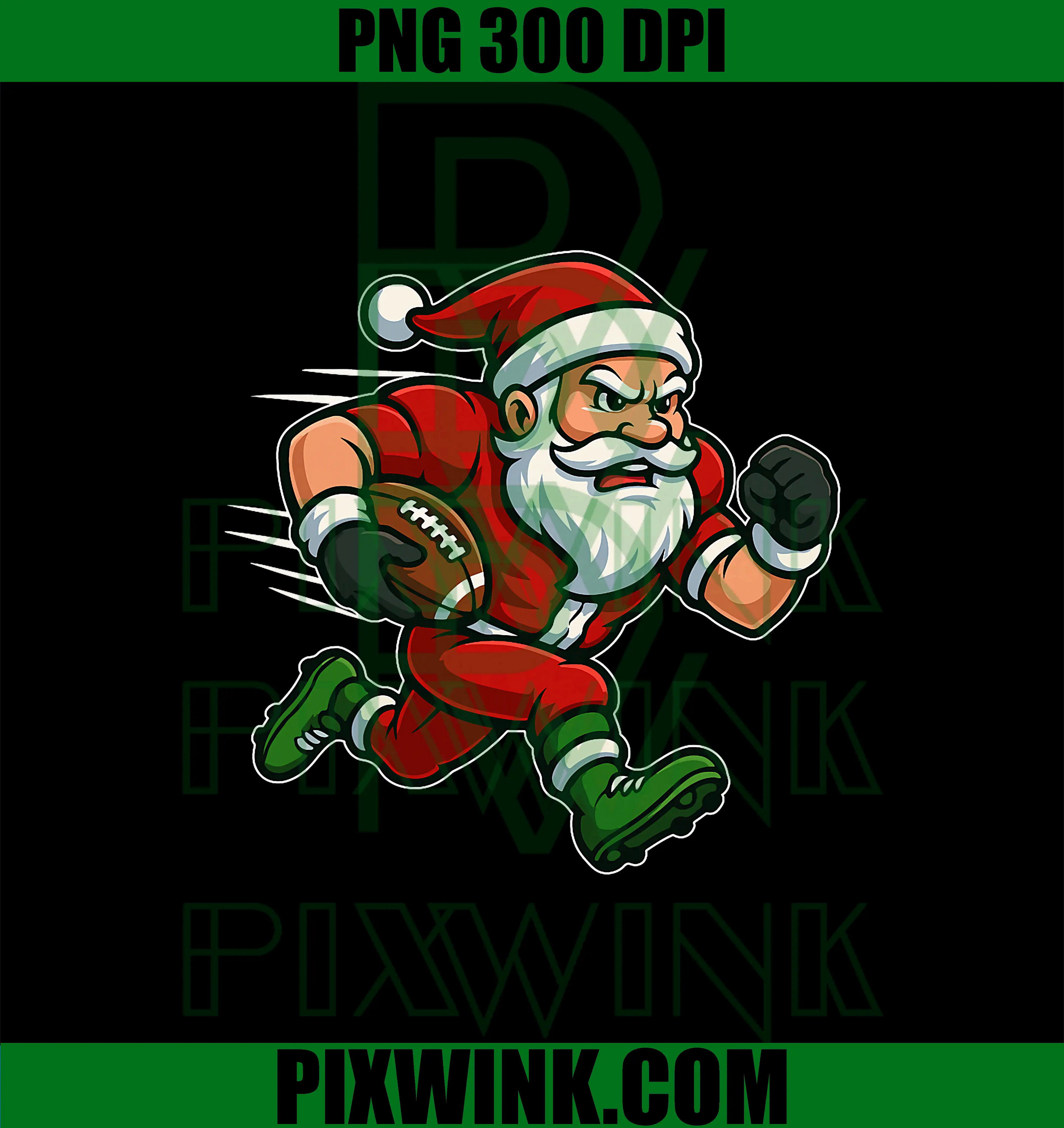 Santa Football Xmas PNG, Funny Christmas PNG