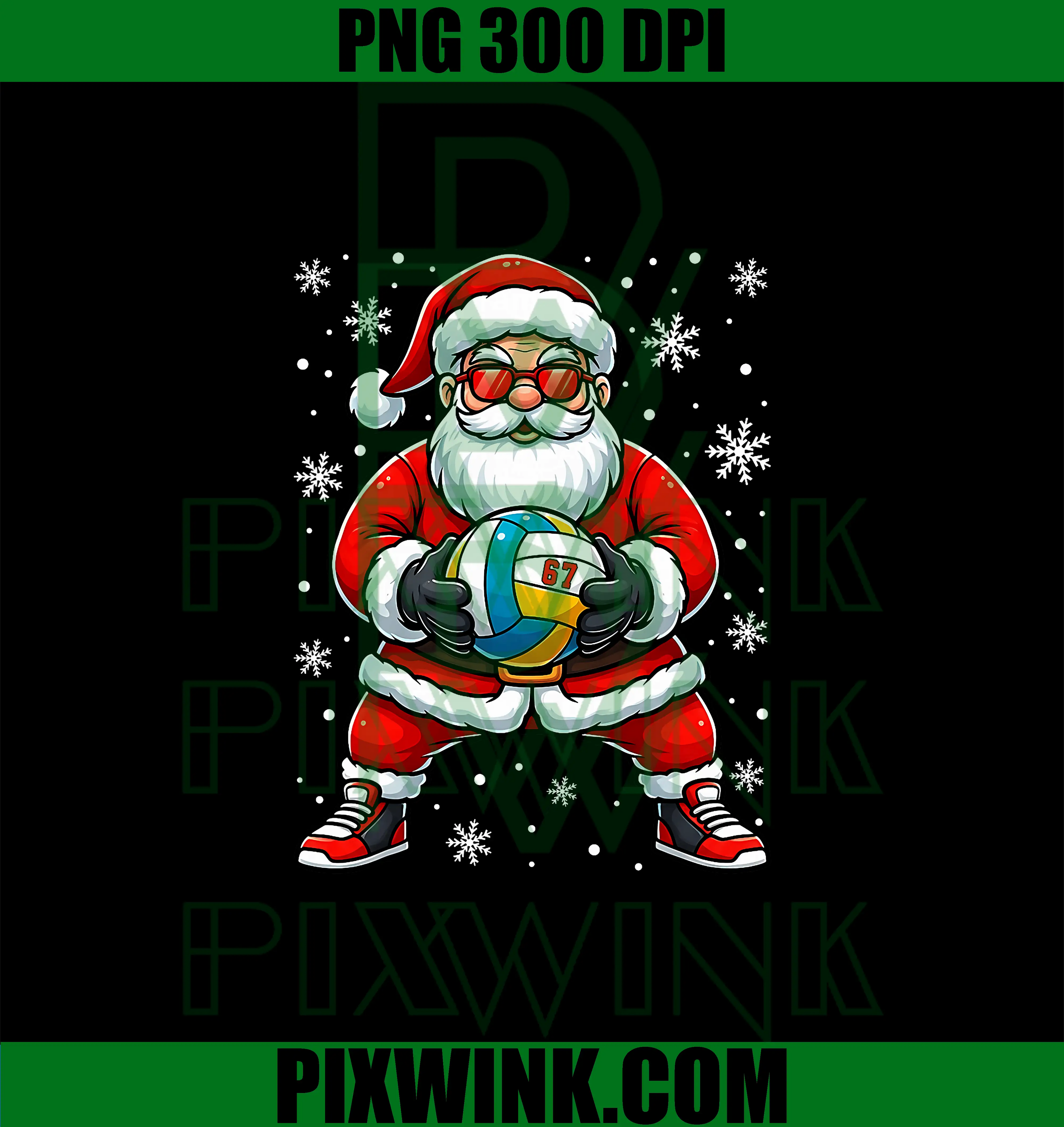 Christmas Volleyball Cool PNG, Santa Claus 6 7 Meme PNG