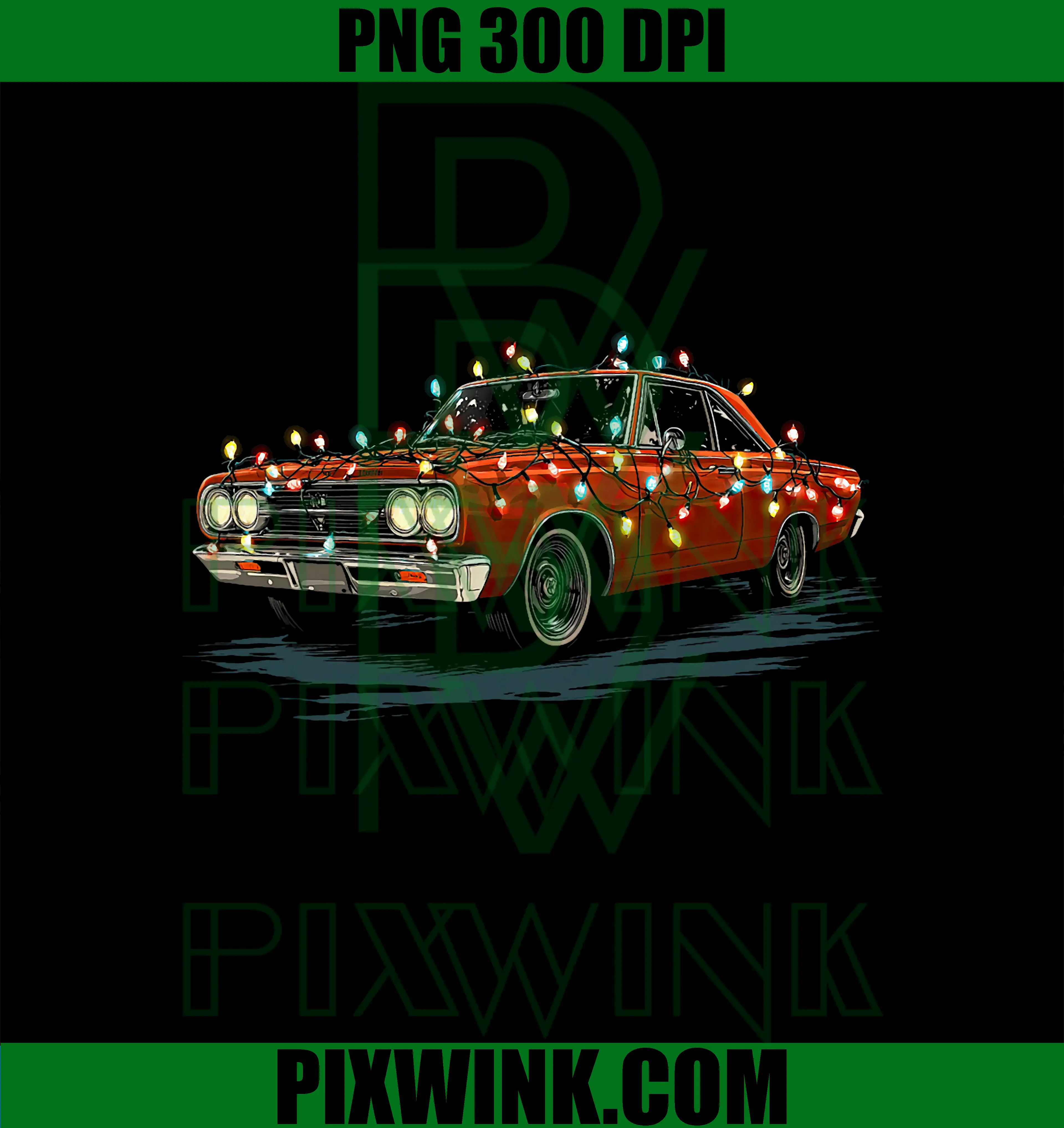 Muscle Car Christmas PNG, Graphics Lights Lover PNG