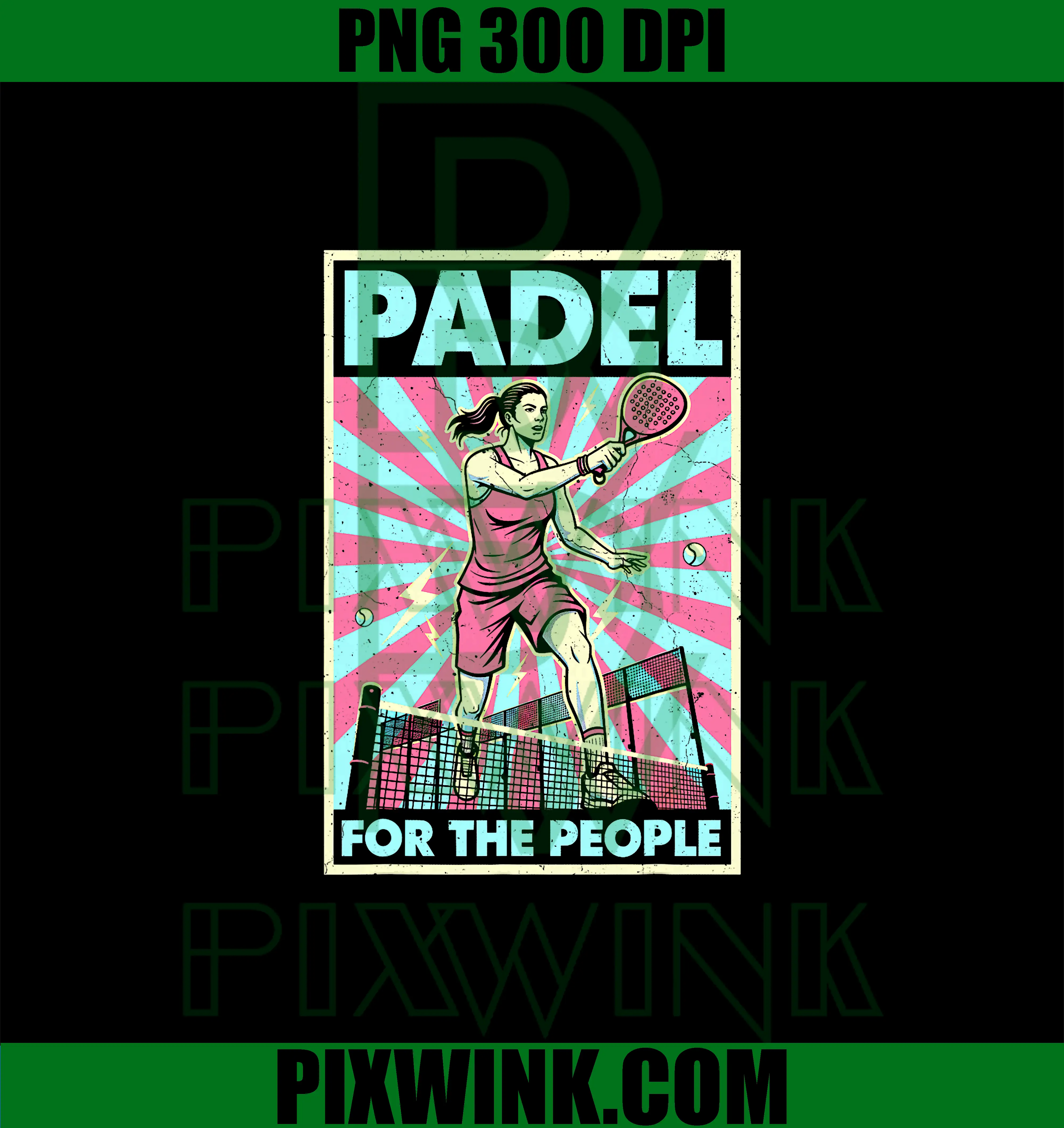 Padel Tennis For The People PNG, Vintage Propaganda PNG