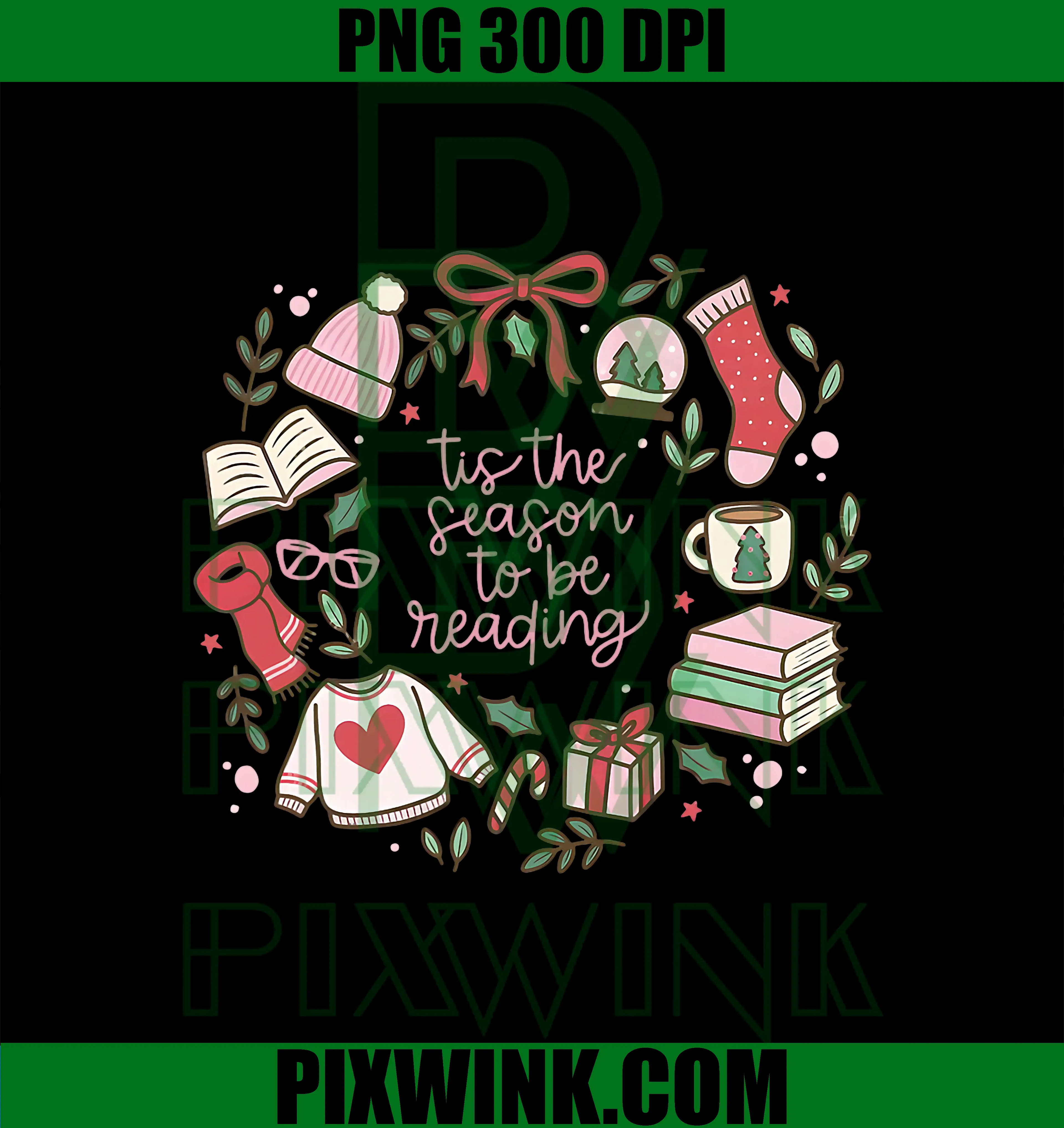 Tis The Season to Be Reading PNG, Funny Xmas PNG