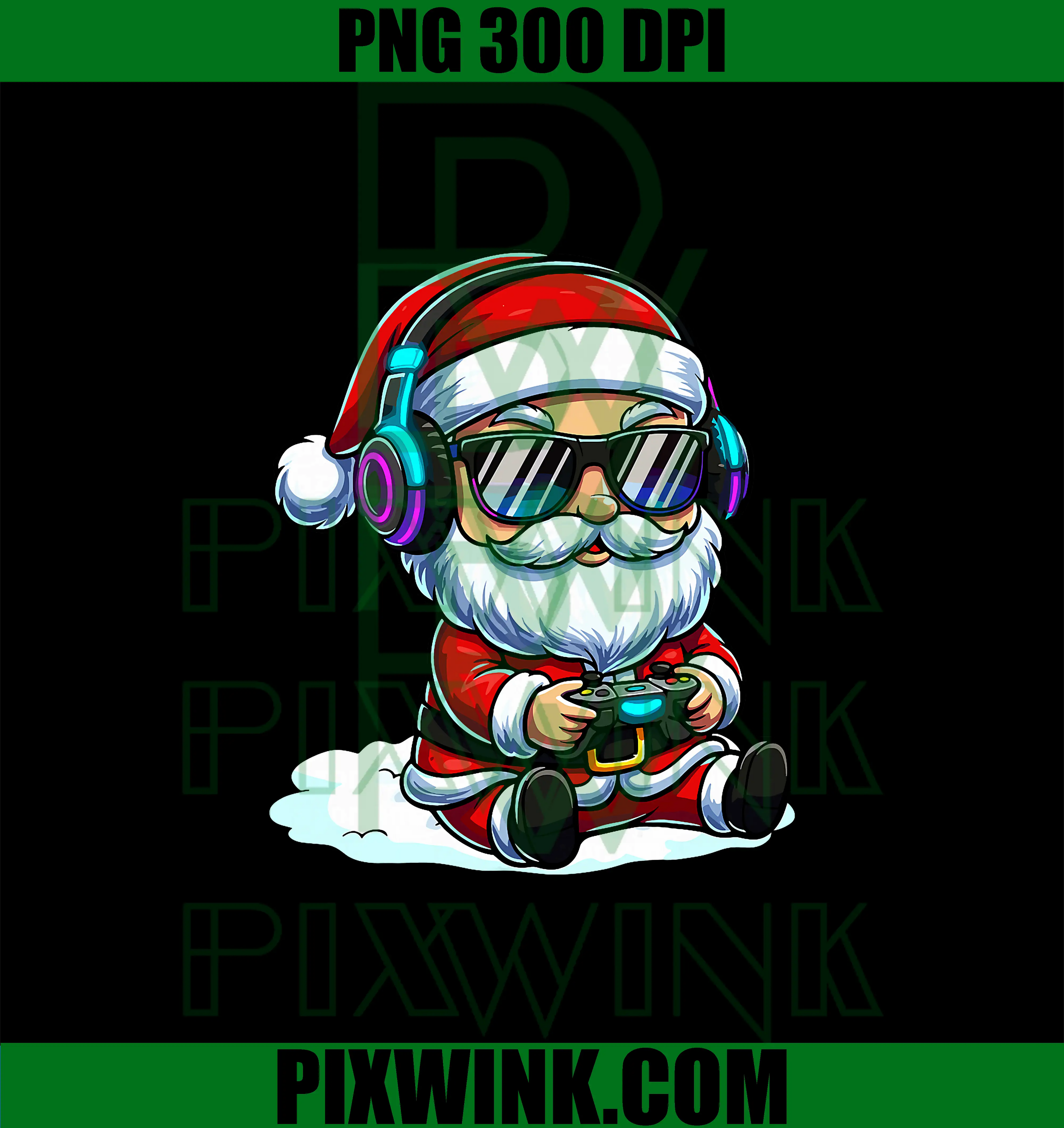 Gamer Santa PNG, Video Game Christmas Gaming PNG