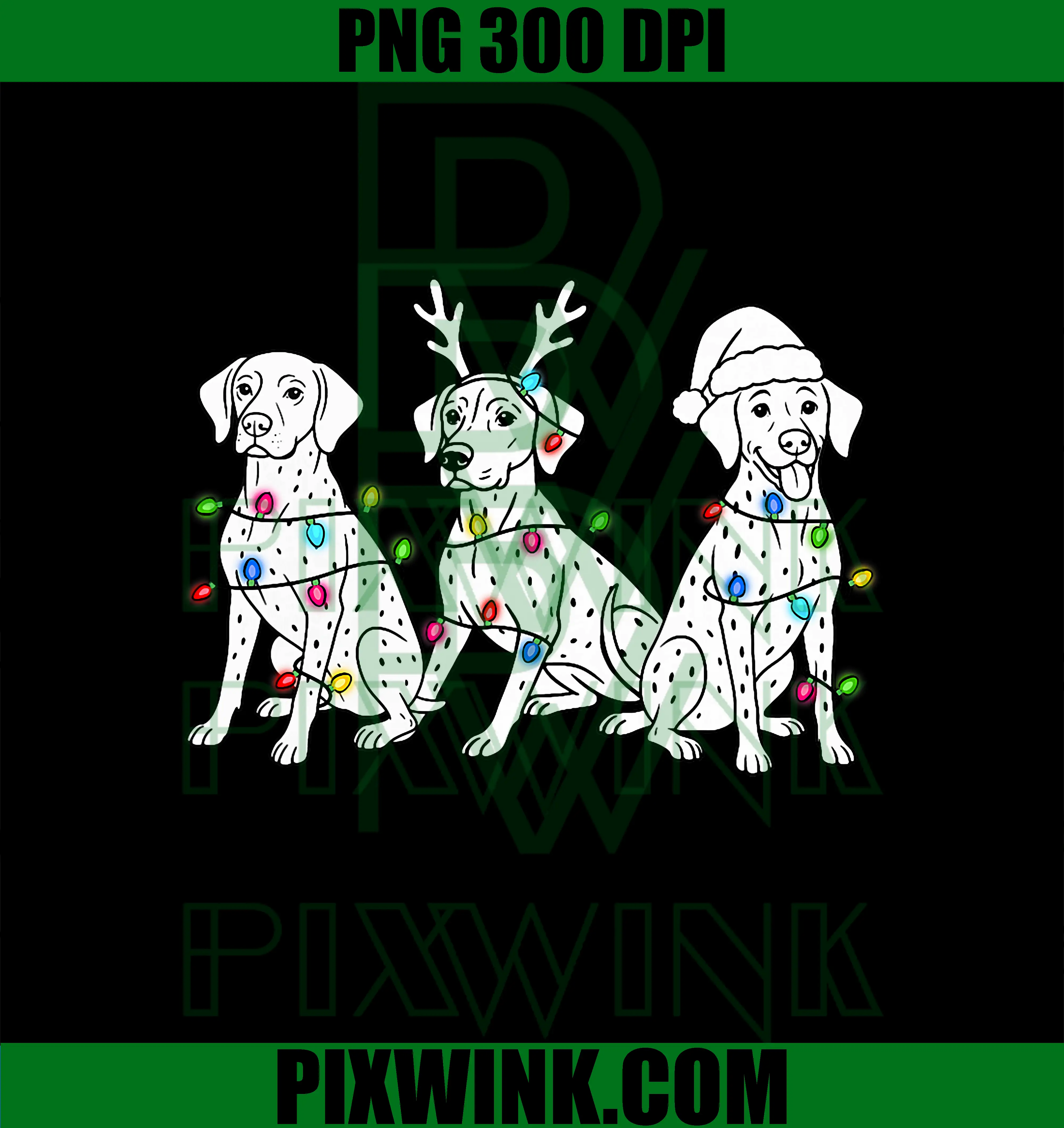 German Shorthaired Pointer Christmas PNG, Light Xmas PNG