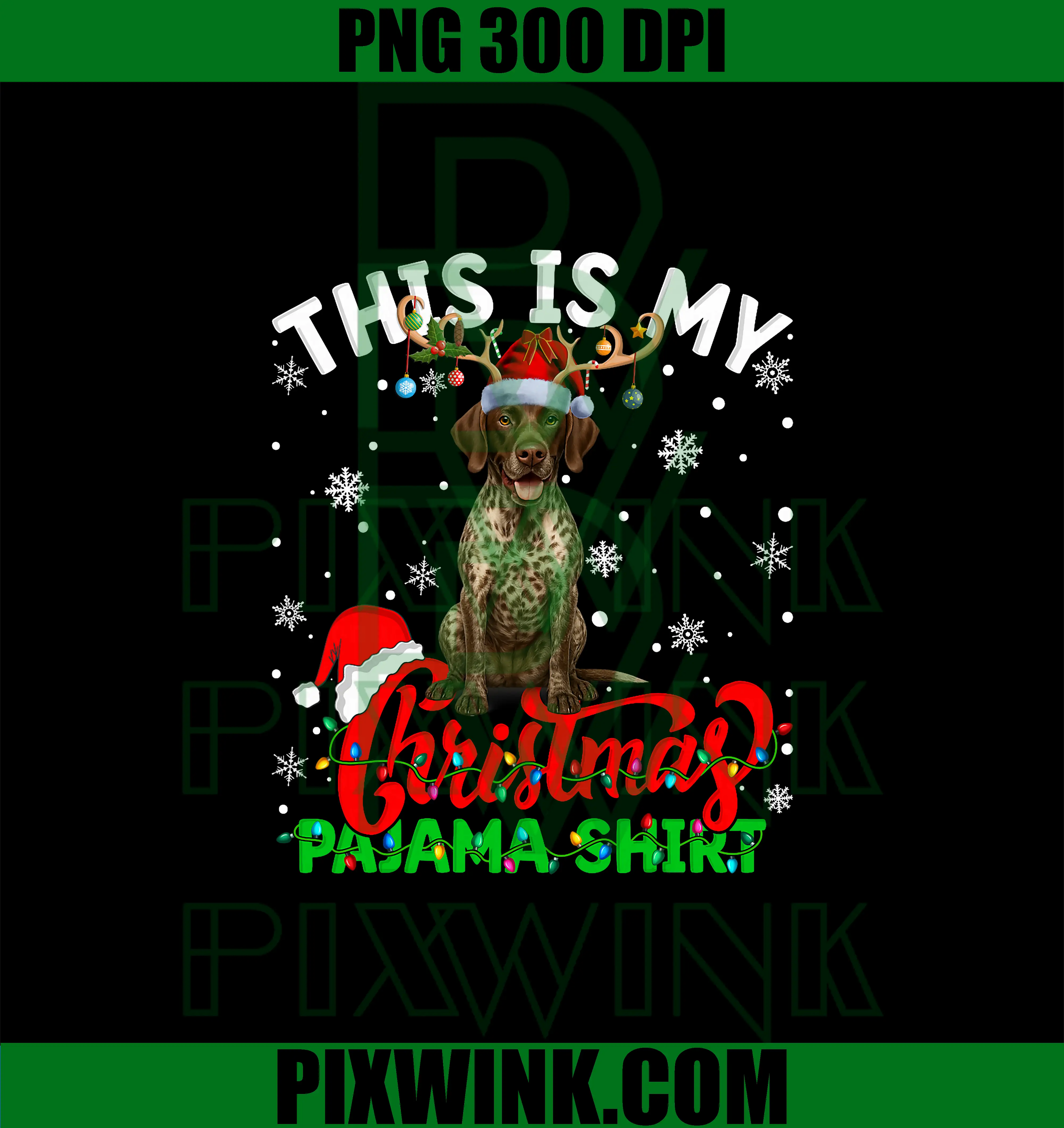 German Shorthaired PNG, Pointer Christmas PNG
