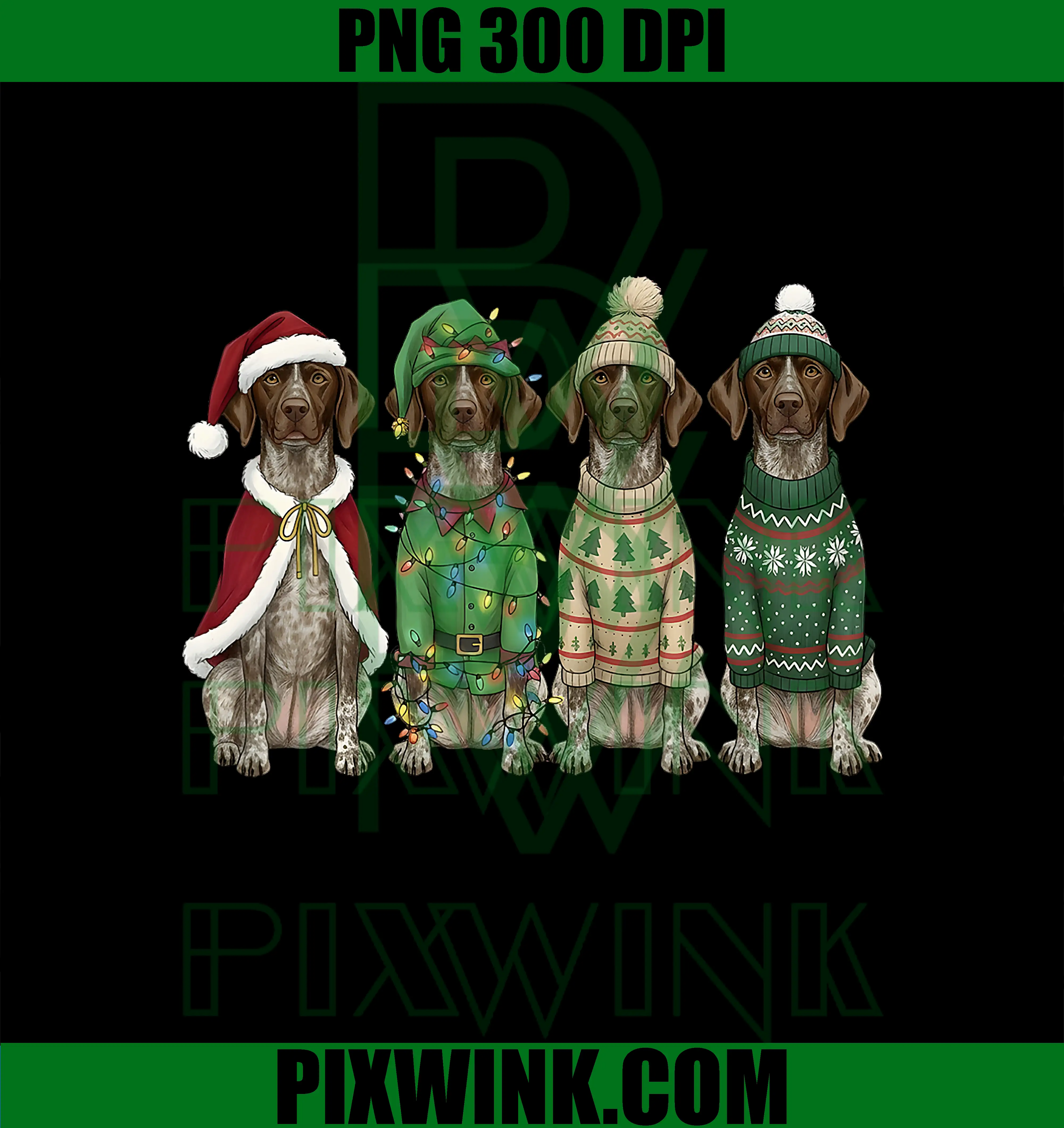 German Shorthaired Pointer PNG, Dog Tree Christmas Lights PNG