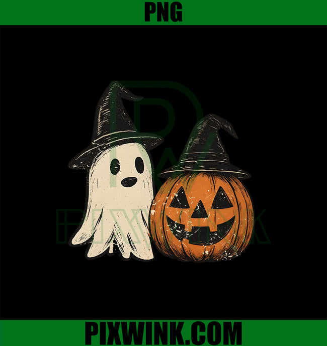 Ghost and Pumpkin PNG, Cute Halloween Digital Download