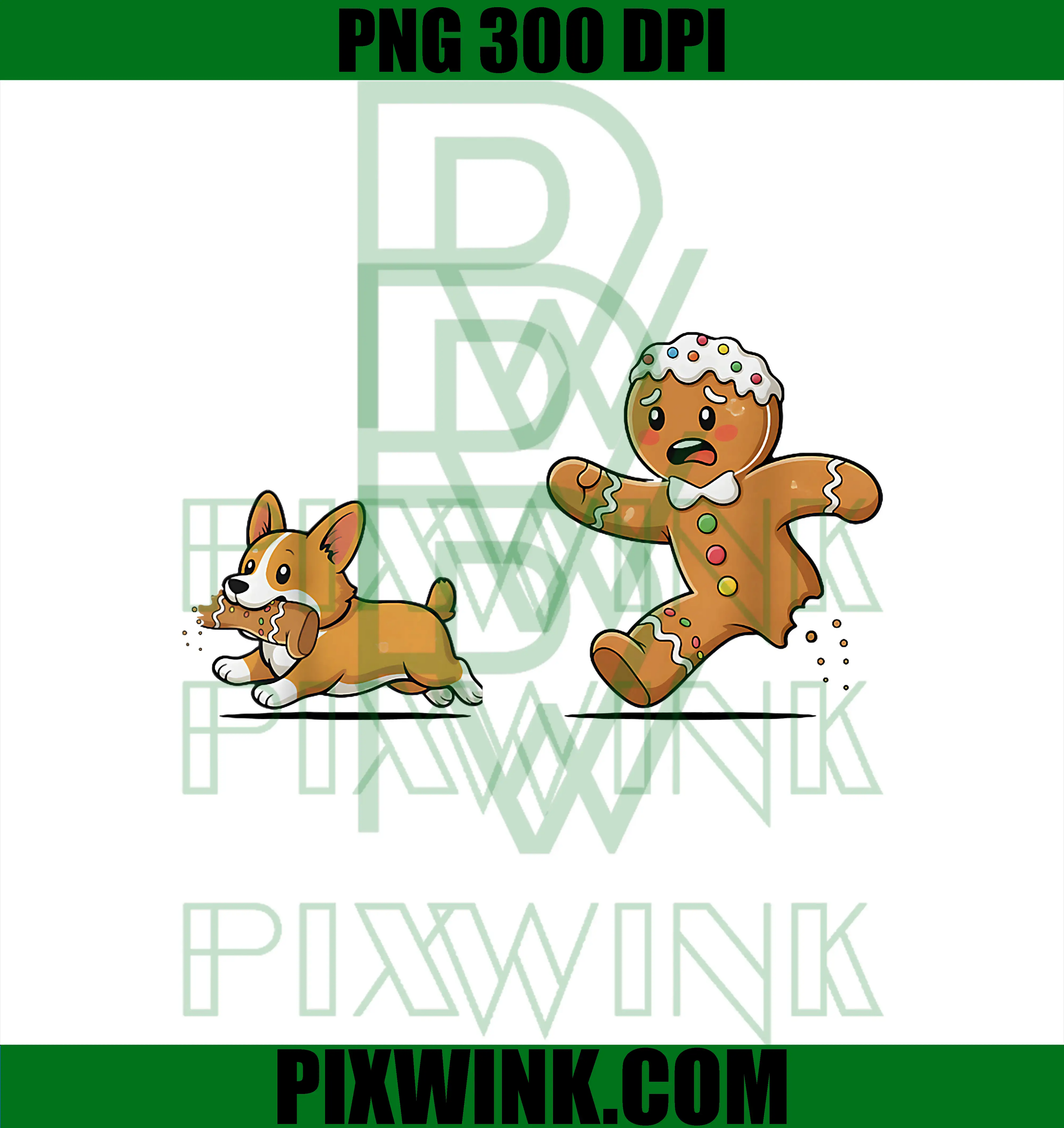 Gingerbread Cookie Chasing Corgi PNG, Christmas PNG
