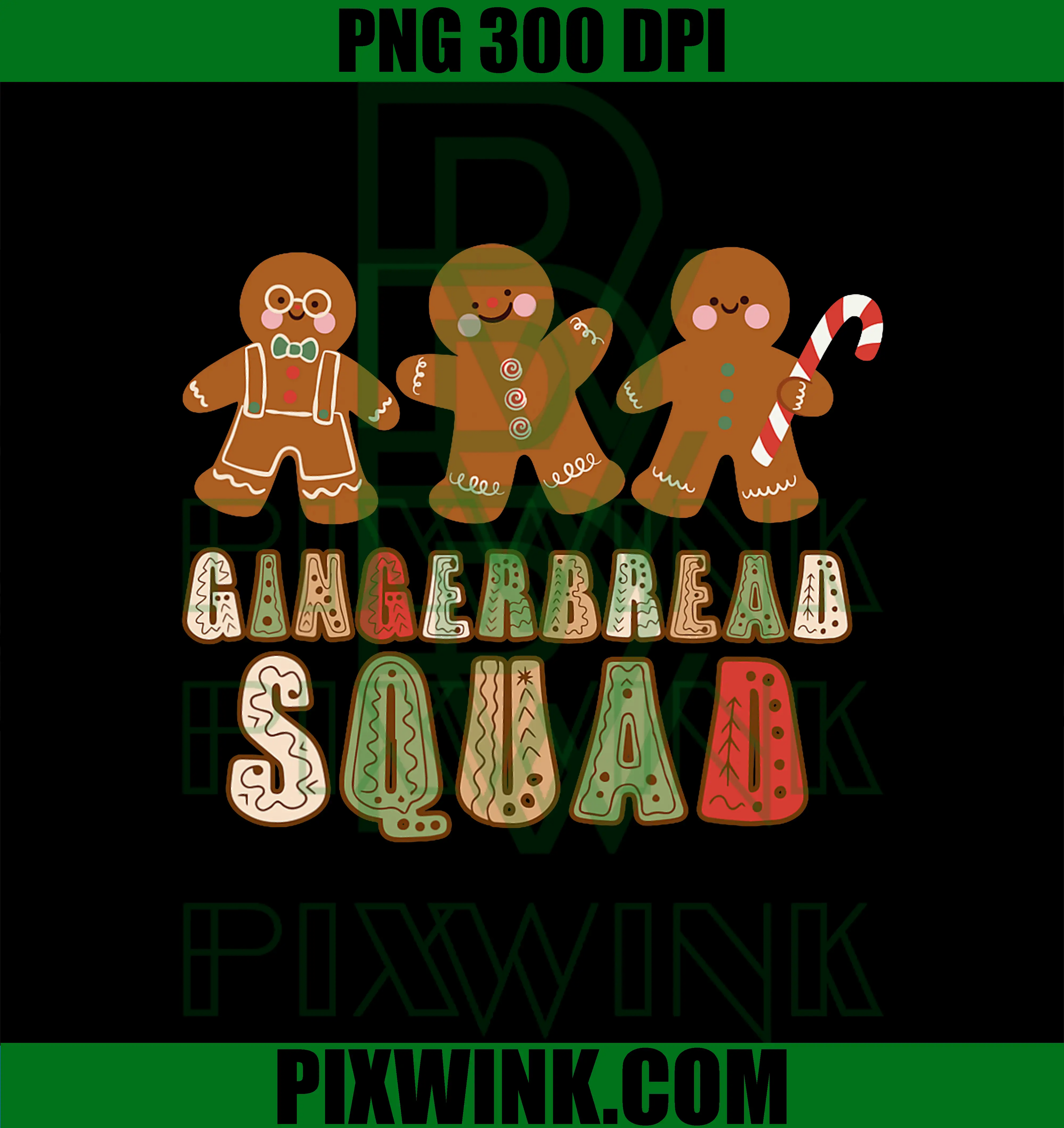 Gingerbread Squad PNG, Cute Lover Ginger Bread Cookie PNG