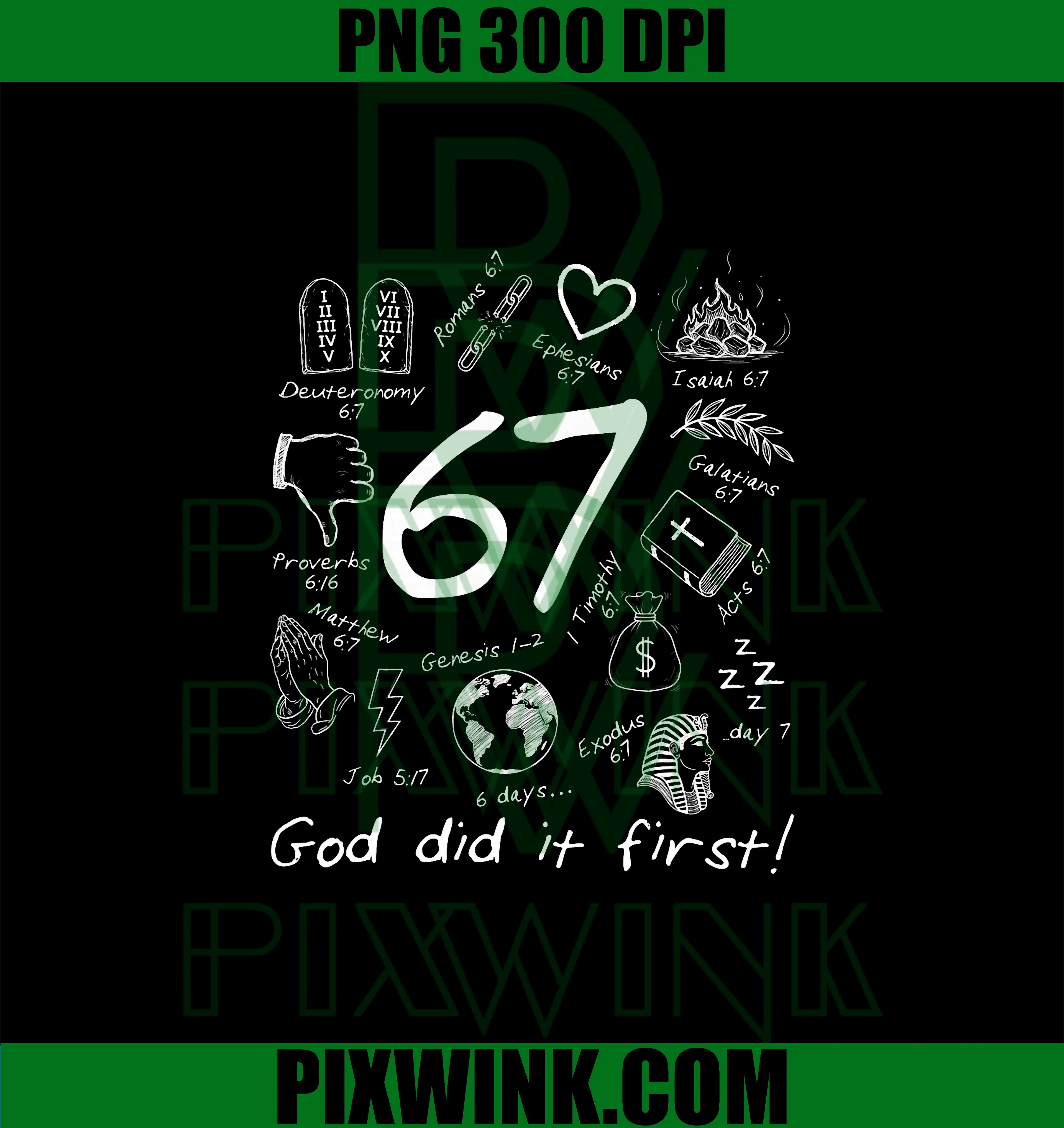 God Did It First PNG, Six Seven Meme Jesus Christian Bible PNG