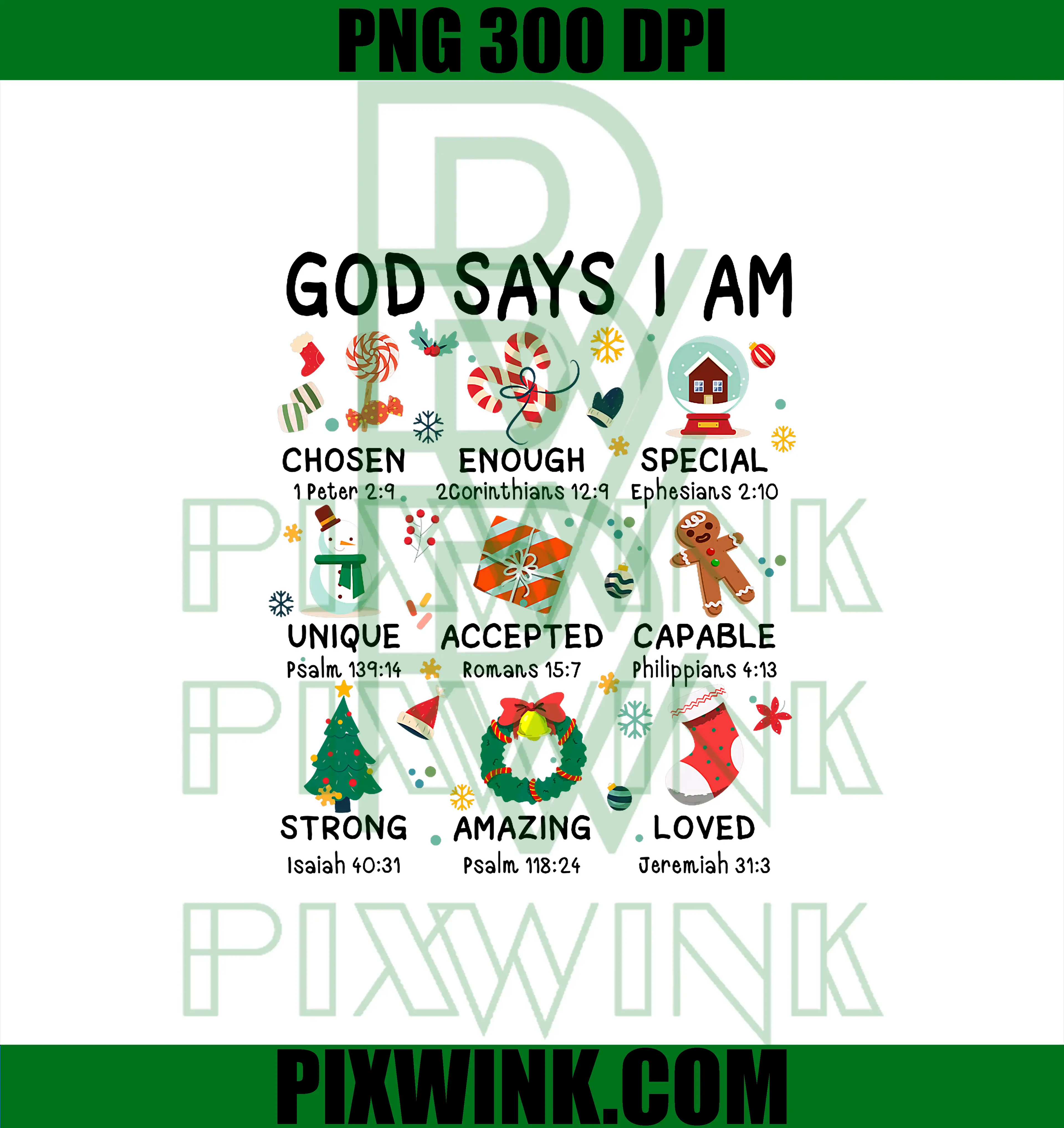 God Says I Am PNG, Cute Christmas Christian PNG