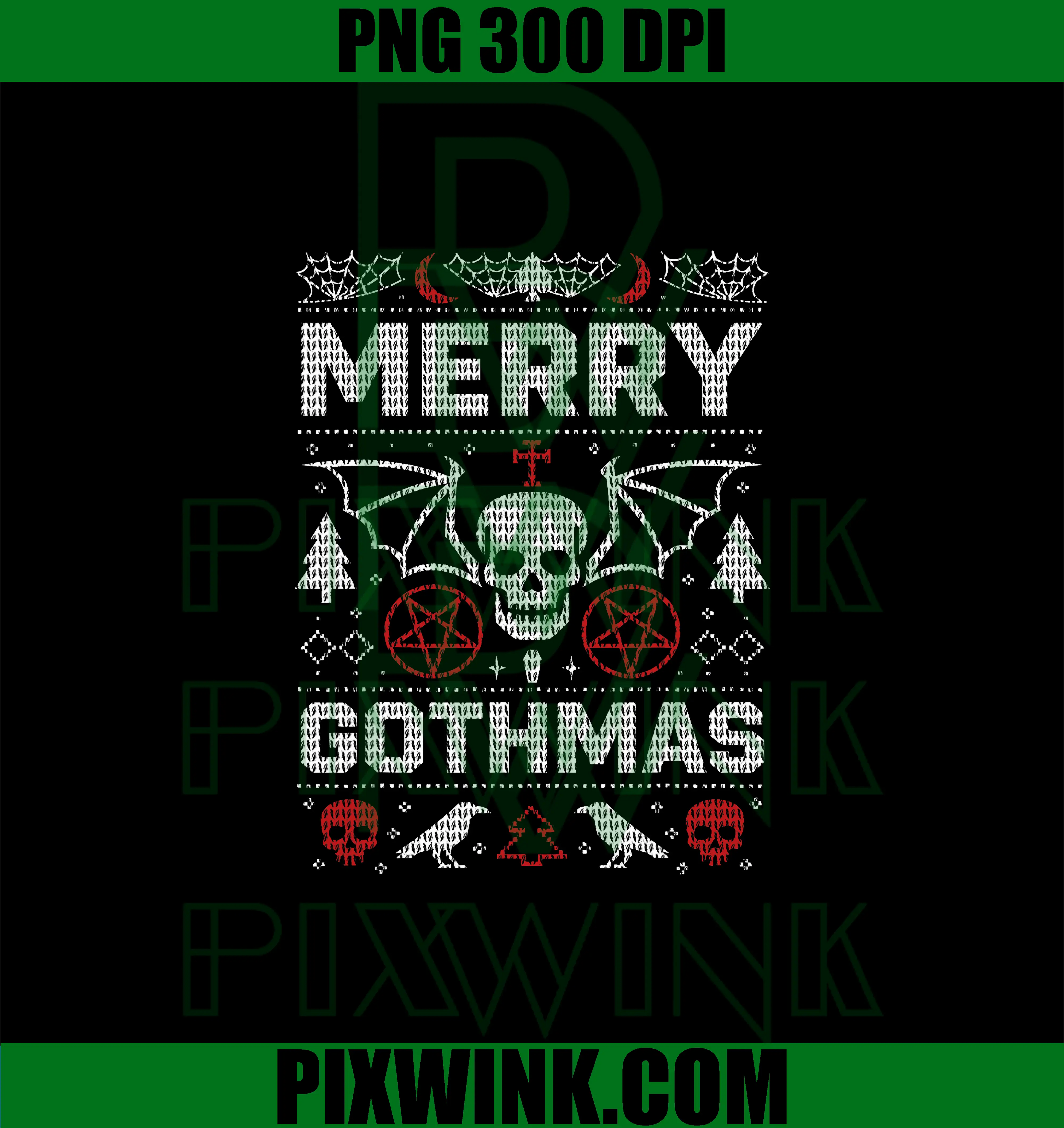 Merry GOTHMAS PNG, Skull Black Gothic Ugly PNG