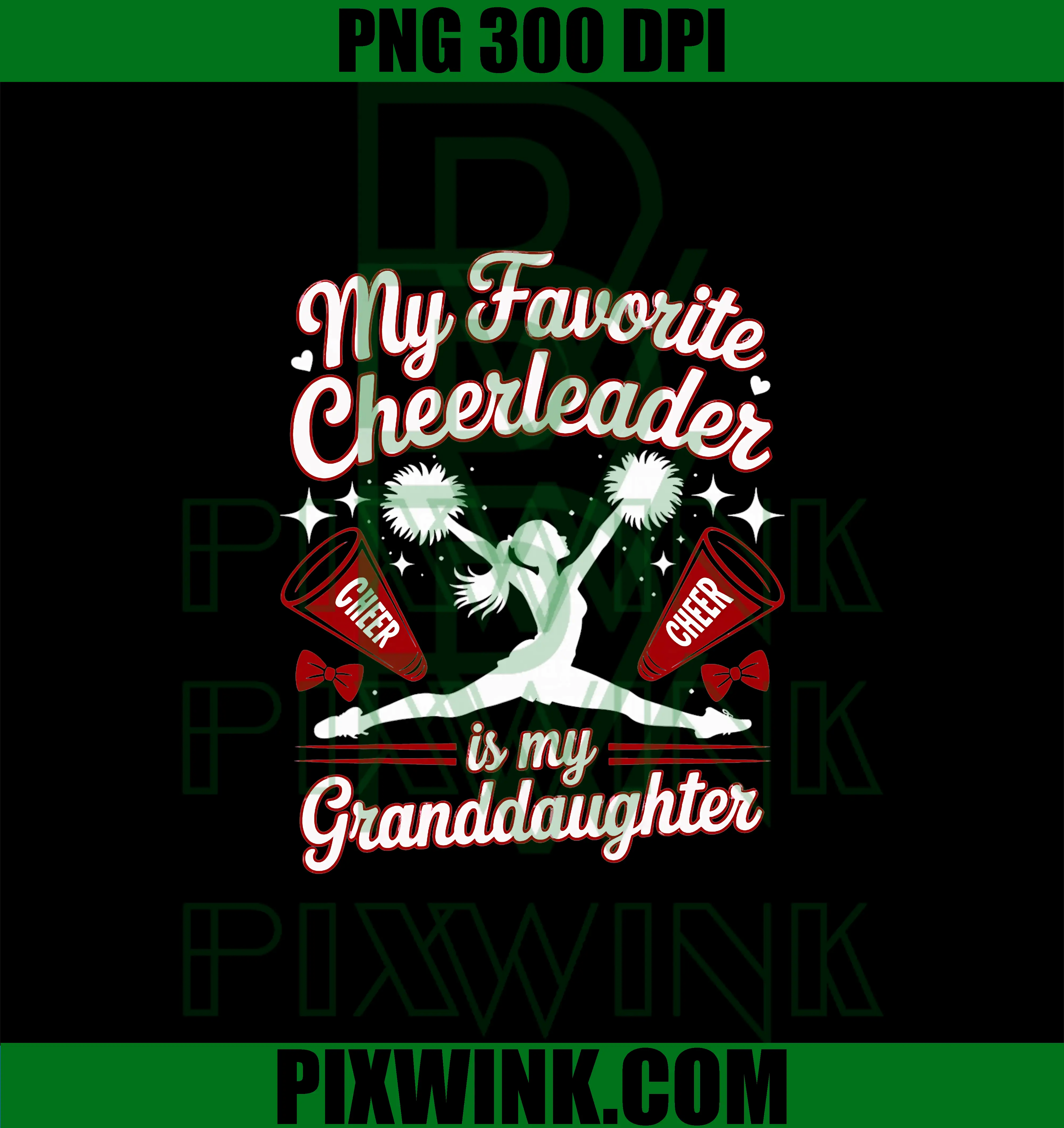 Grandma My Favorite Cheerleader PNG, Granddaughter Burgundy Red PNG