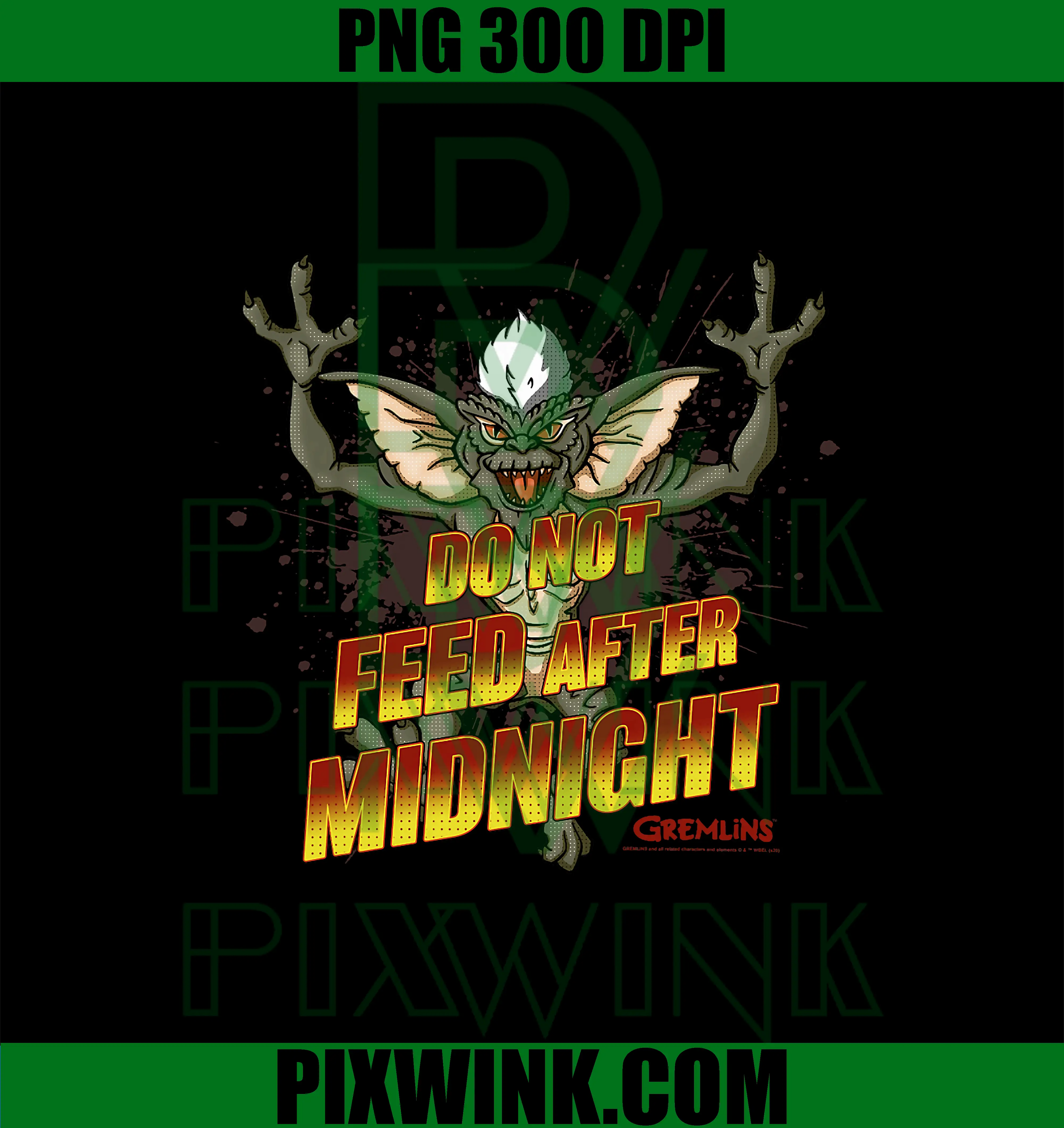 Do Not Feed After Midnight PNG, Gremlins Stripe PNG
