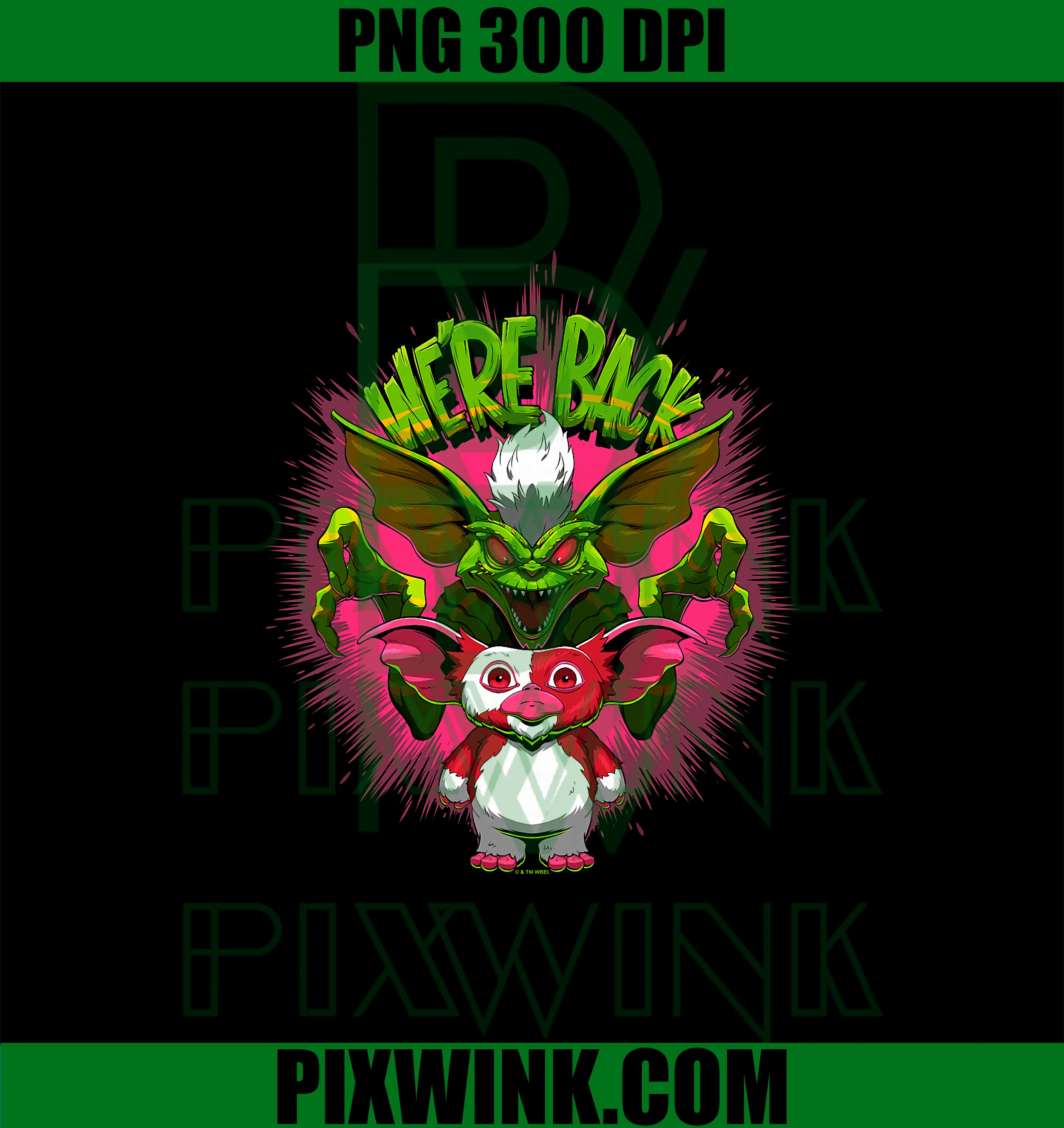 Gremlins We're Back PNG, Gizmo Turned Gremlin in The Background PNG
