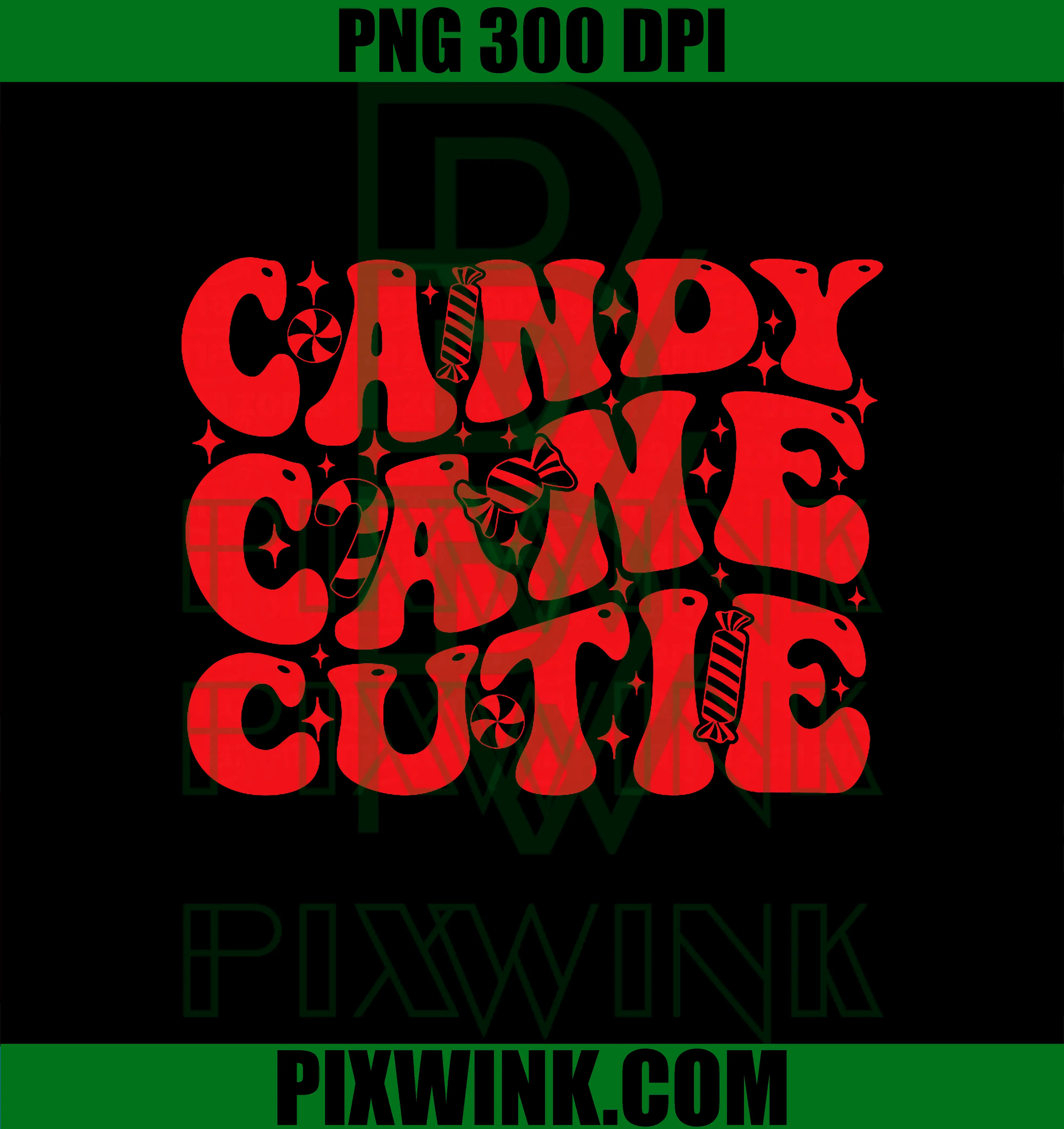 Groovy Candy Cane Cutie PNG, Christmas PNG