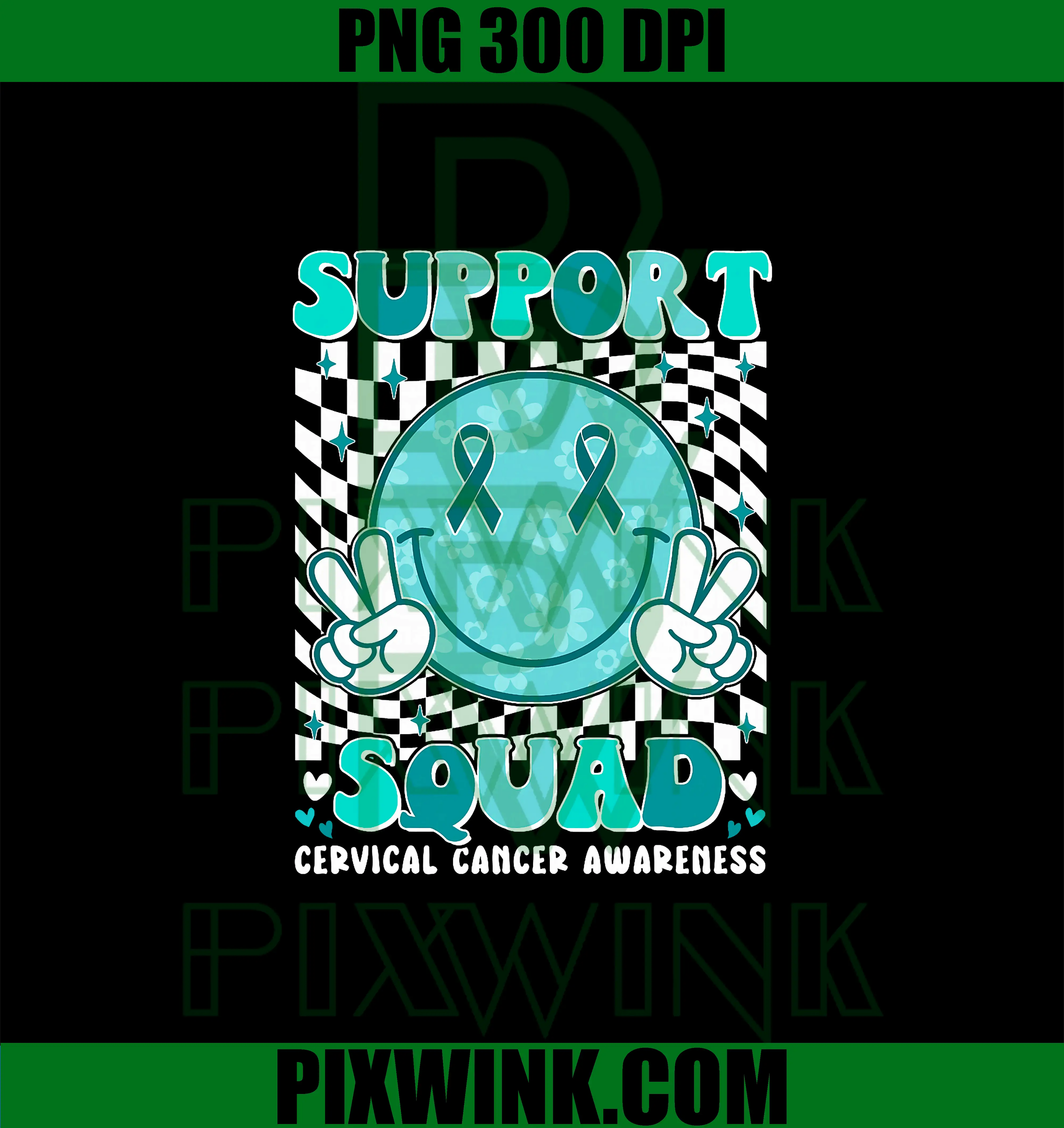 Groovy Cervical Cancer Awareness PNG, Support Squad PNG
