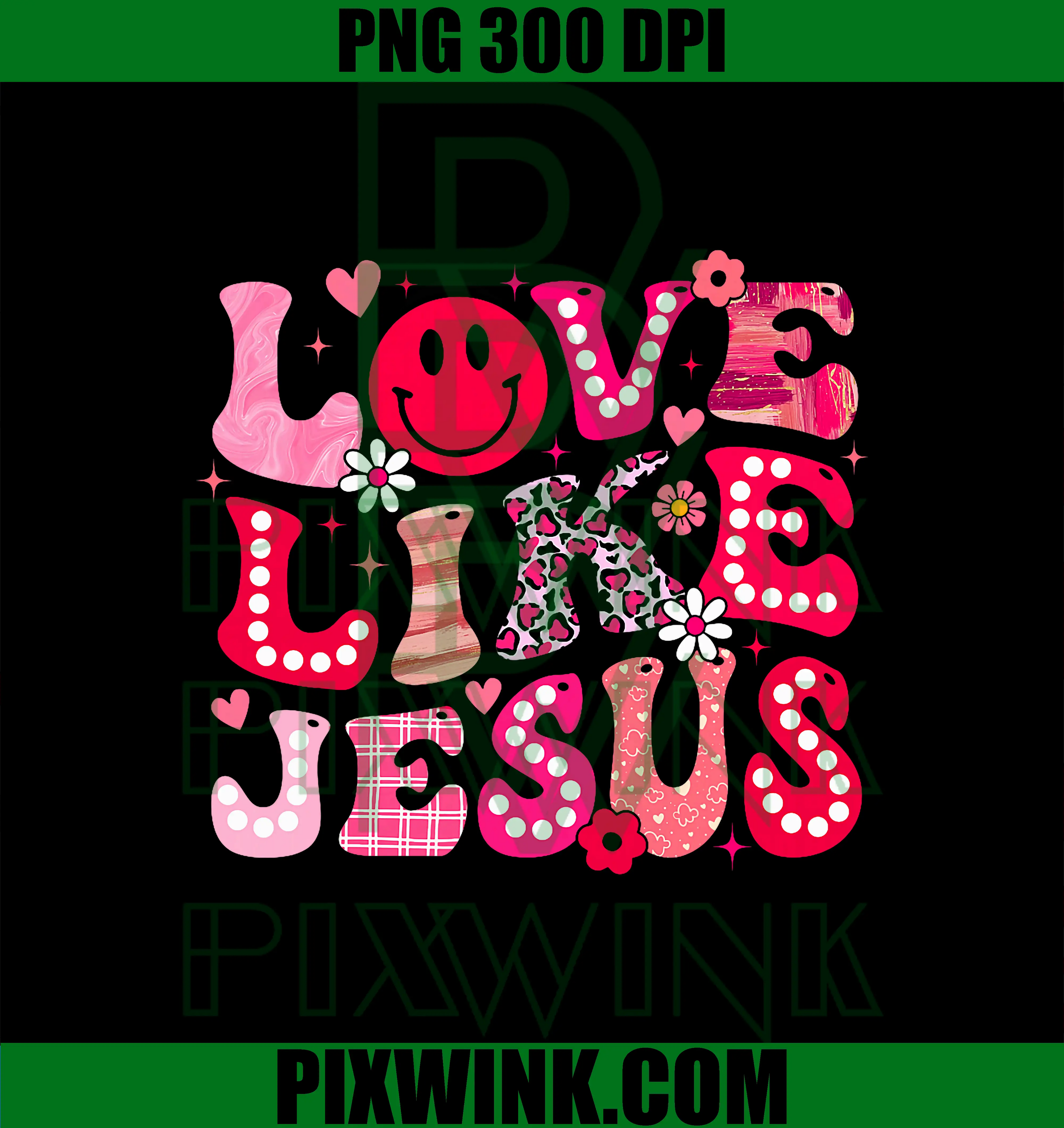 Groovy Love Like Jesus PNG, Valentine Christian PNG