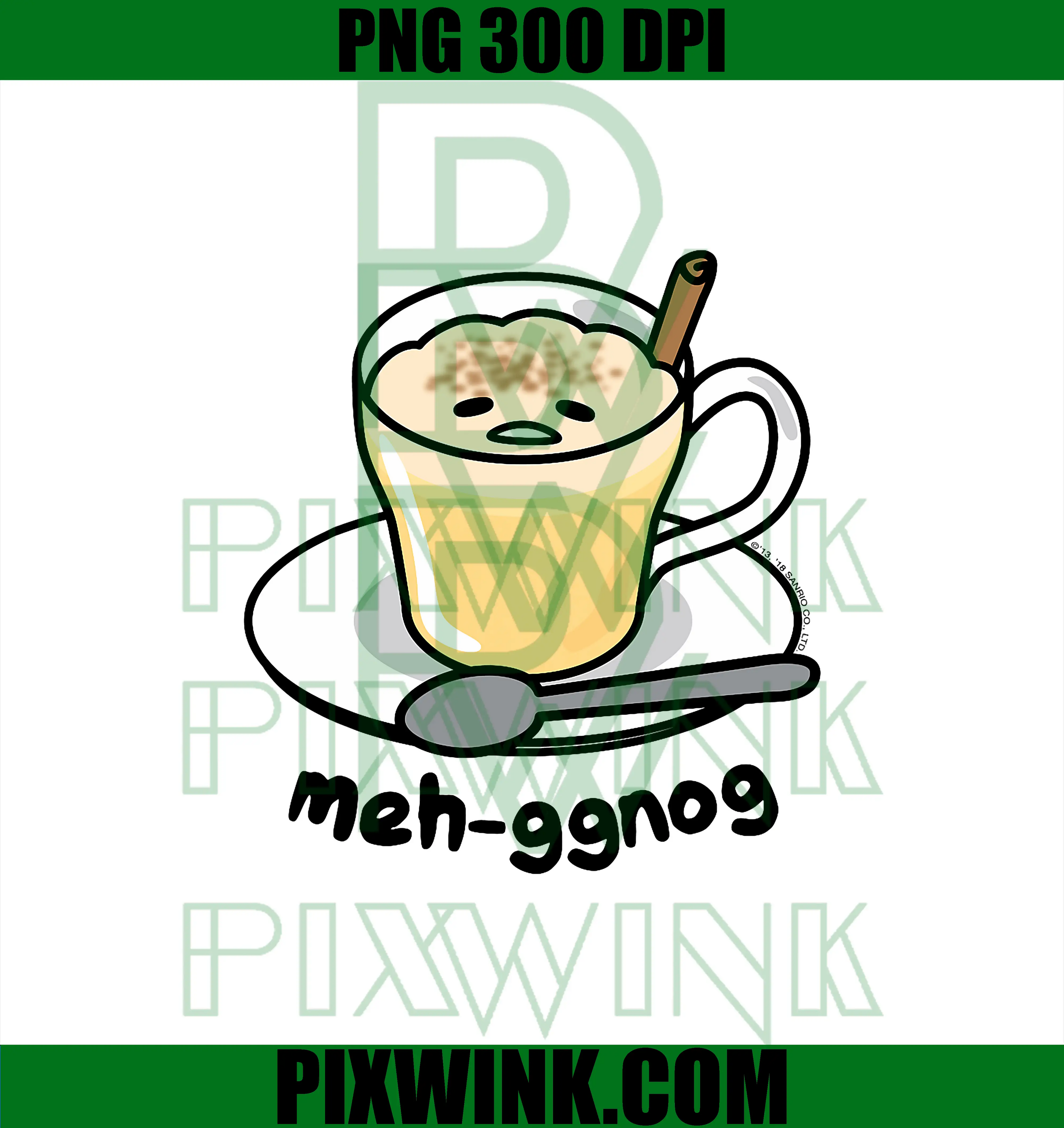 Gudetama Meh PNG, Eggnog Holiday PNG
