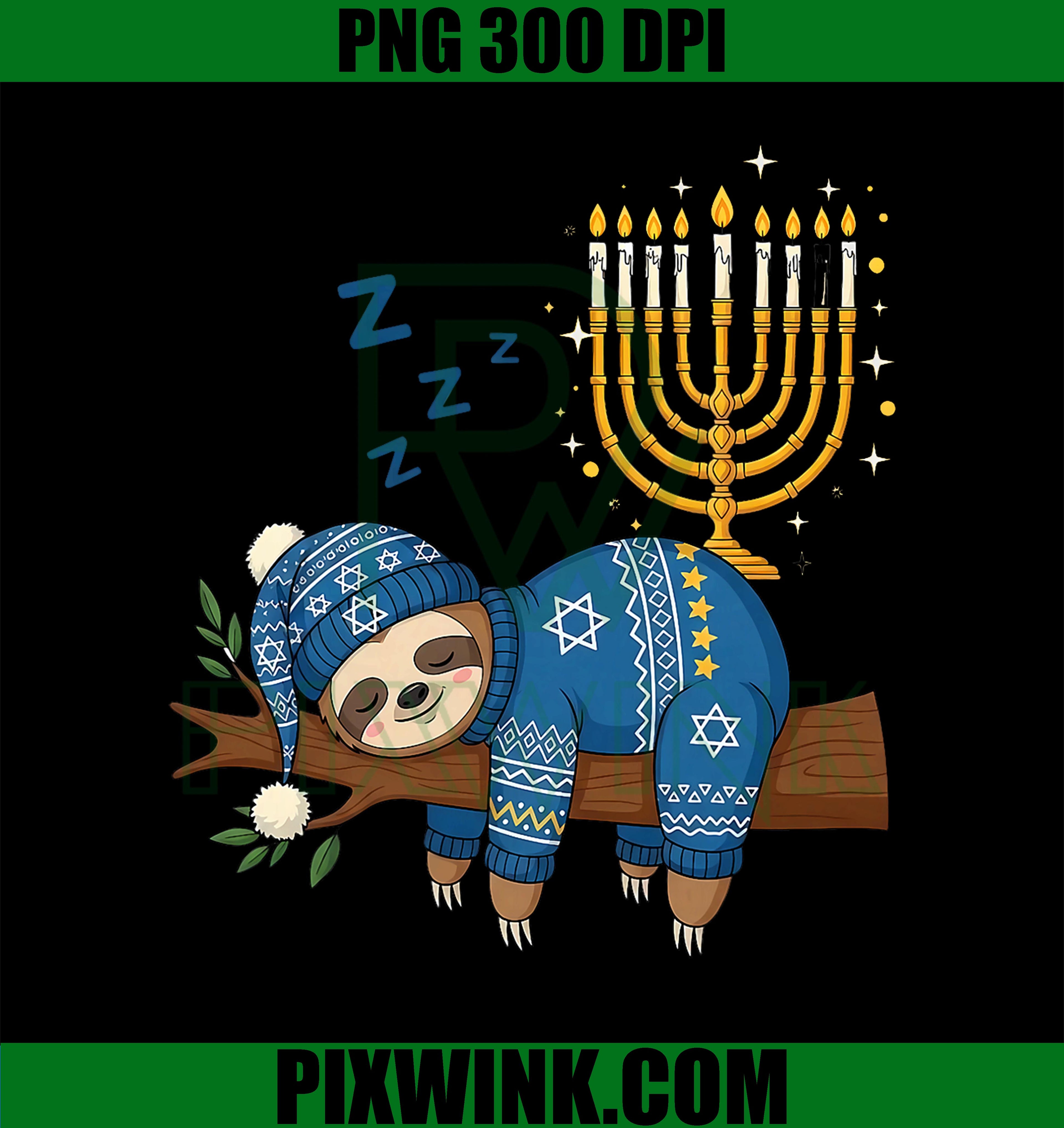 Hanukkah Sloth Jewish Chanukah Sleeping Hanukkah PJs PNG