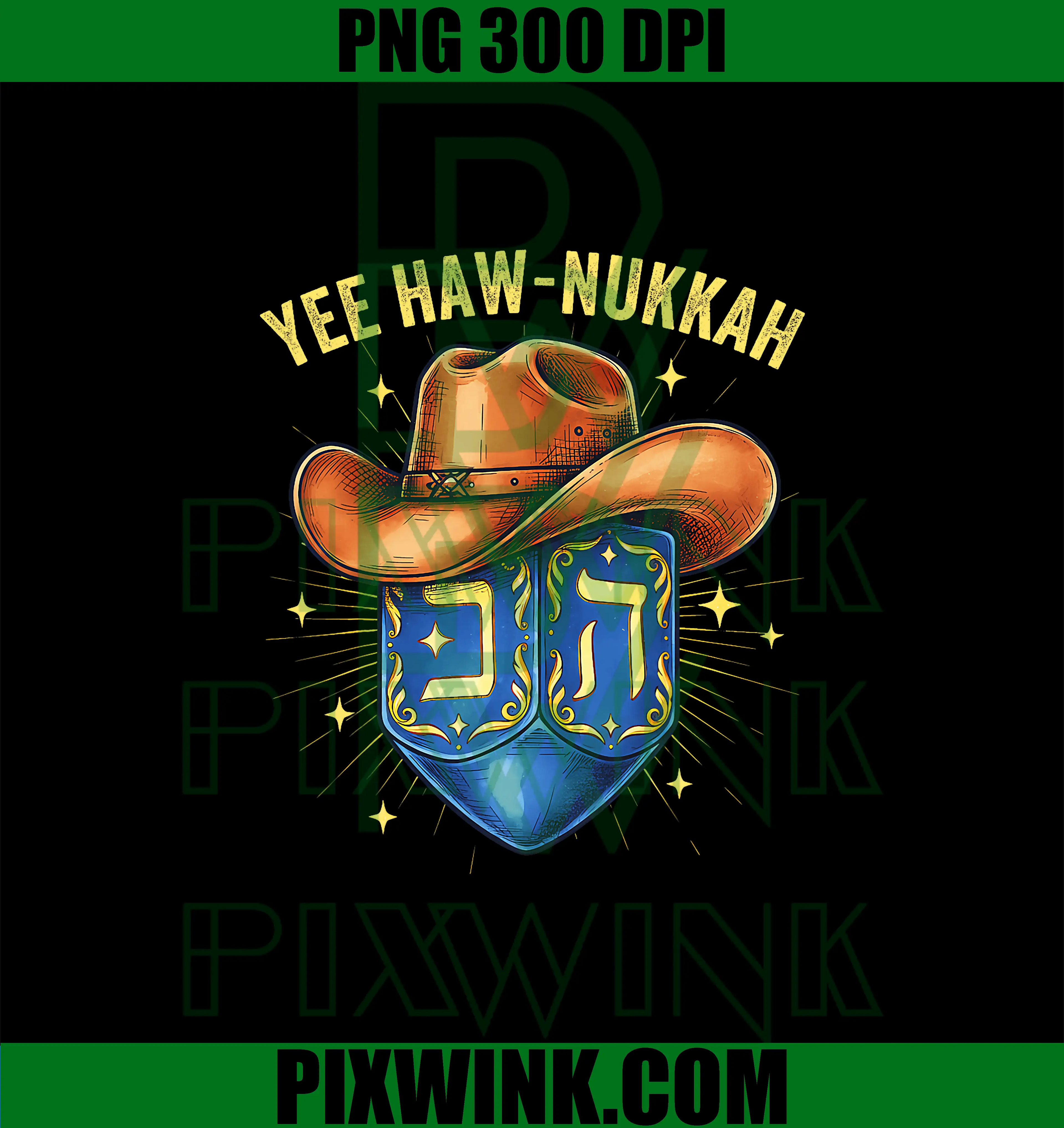 Yee Haw-Nukkah PNG, Funny Cowboy Hanukkah PNG