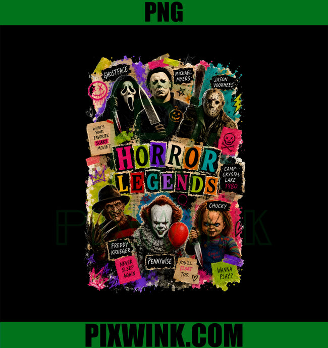 Horror Legends PNG, Retro Slasher Halloween PNG