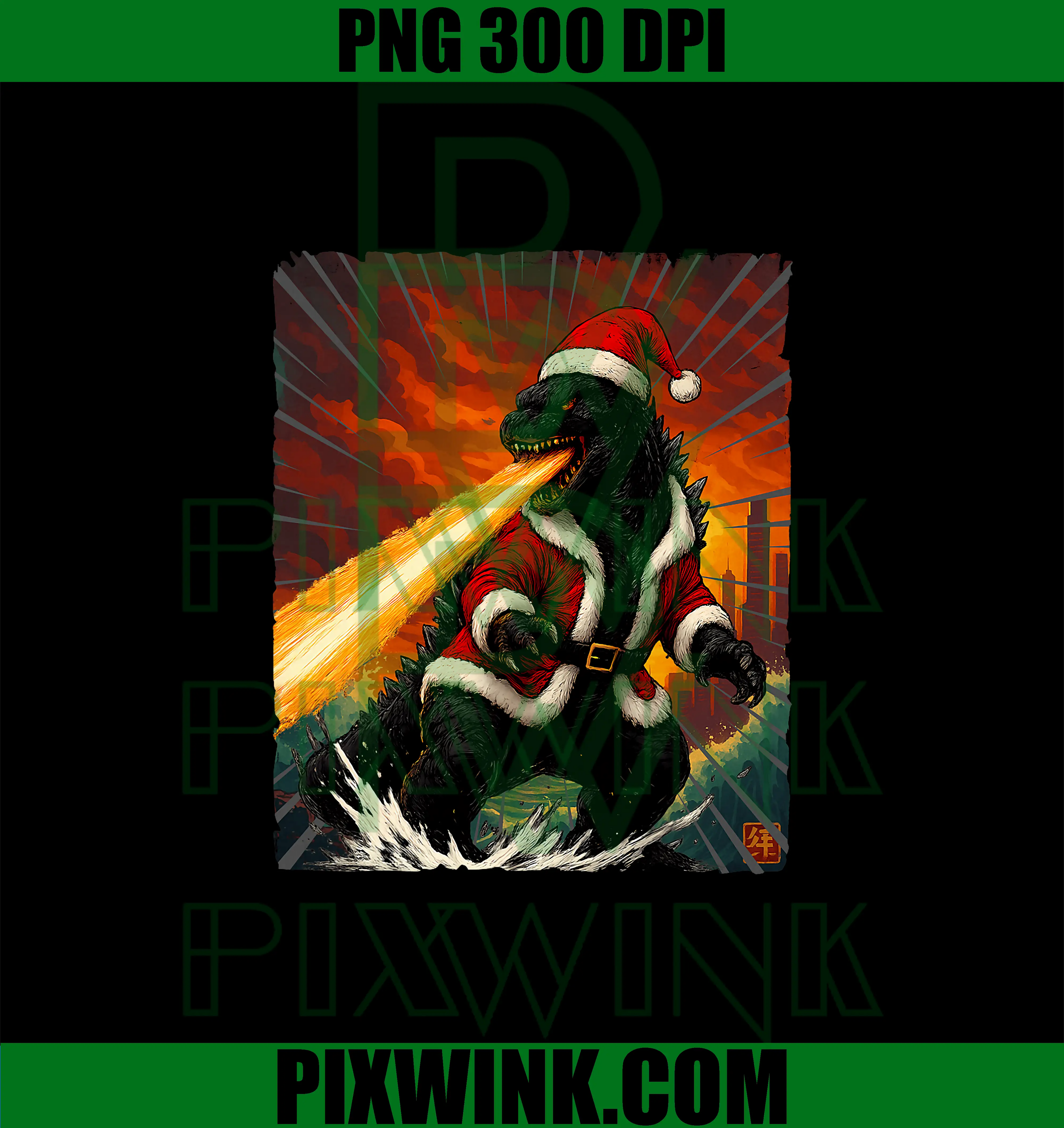 Japanese Monster Kaiju Santazilla PNG, Funny Christmas PNG