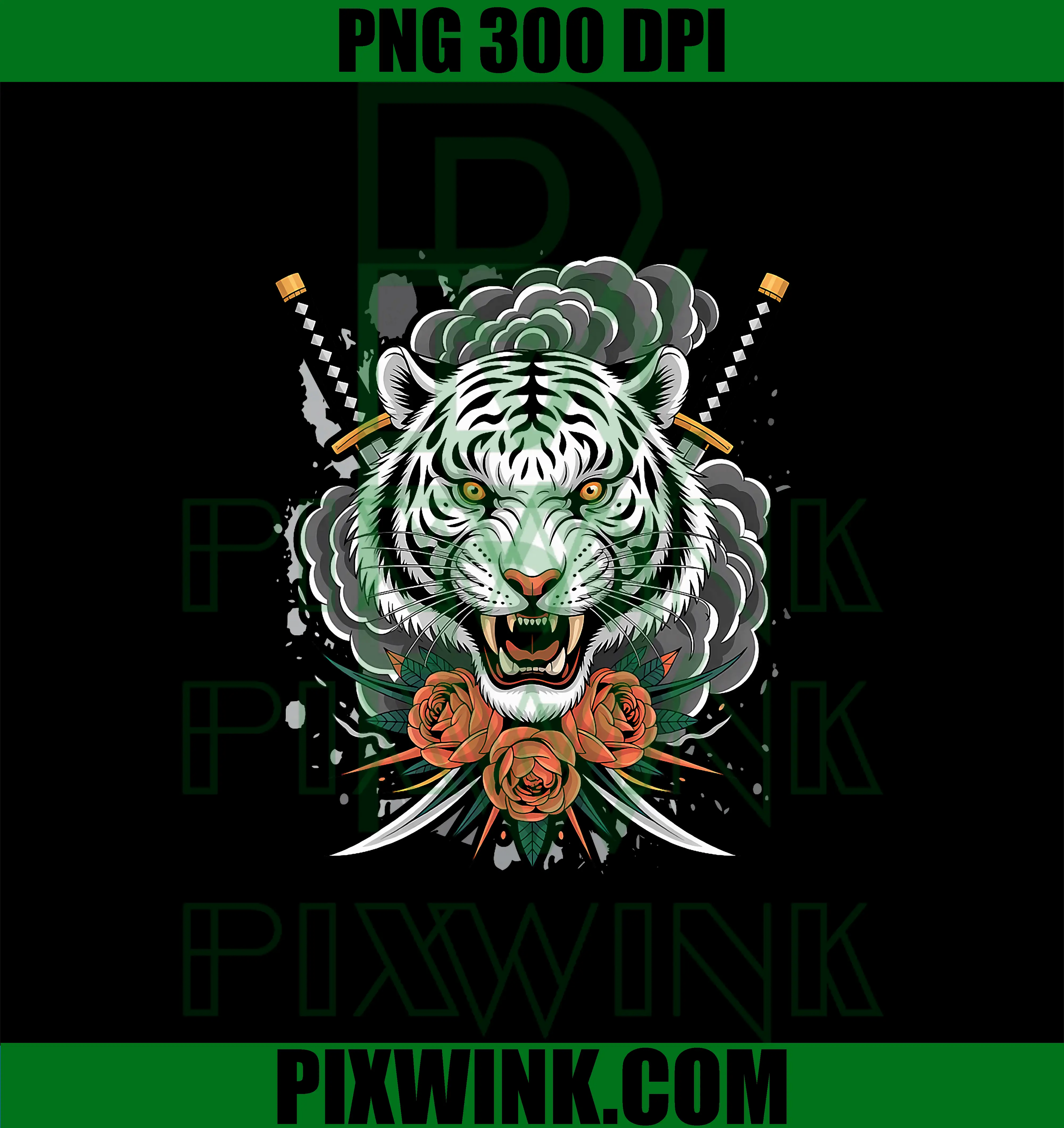 Japanese Samurai PNG, Ronin Sword Katana PNG, Japan Tiger Tattoo PNG