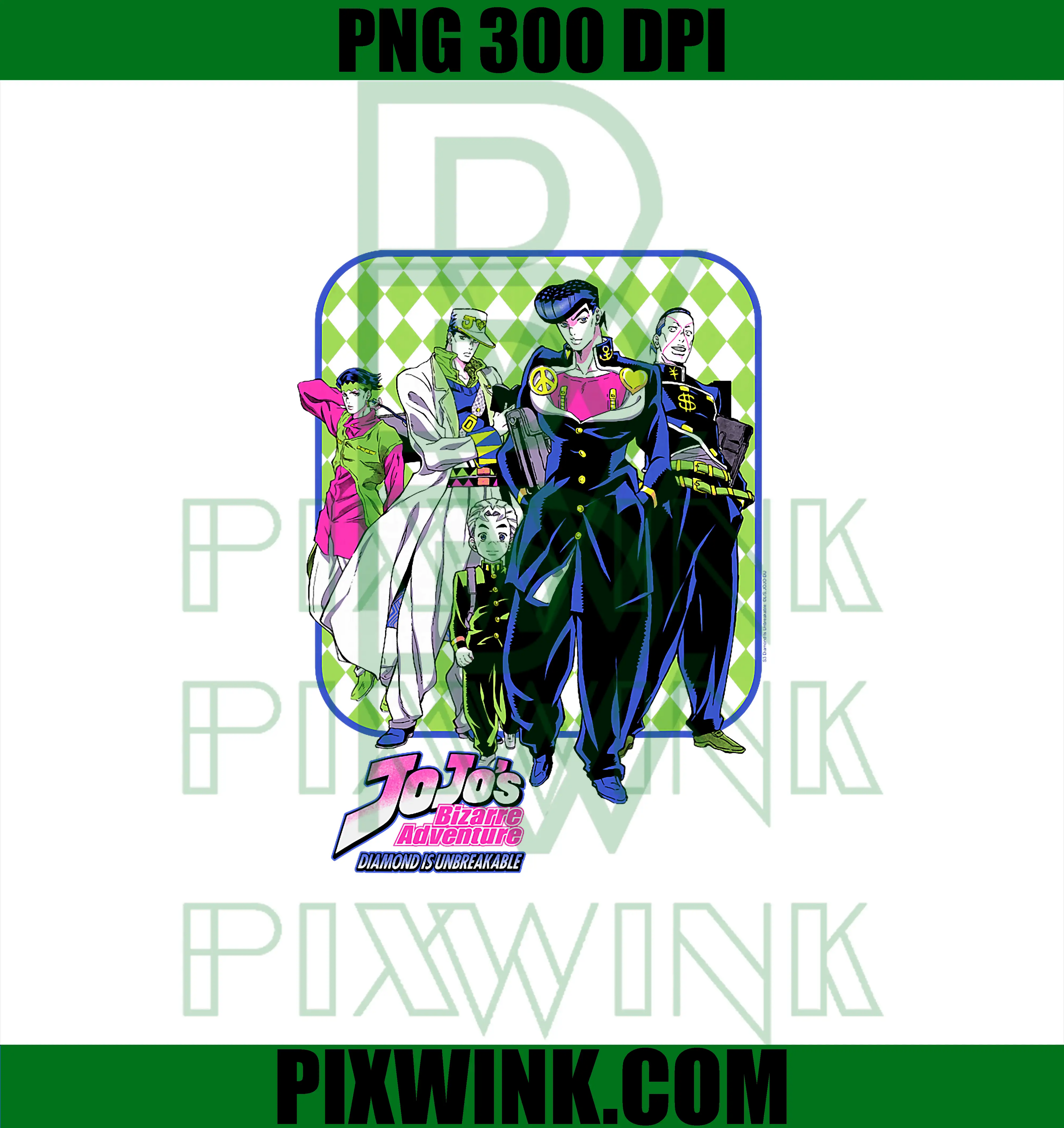 Josuke And Friends Neon Anime PNG, JoJo's Bizarre Adventure PNG