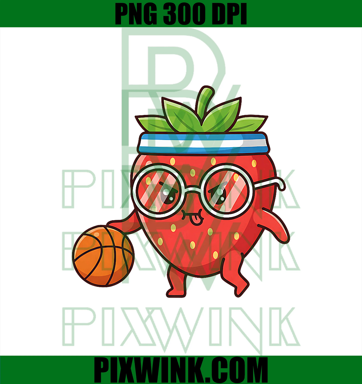 Kawaii Basketball Playing PNG, Strawberry Character Cute PNG