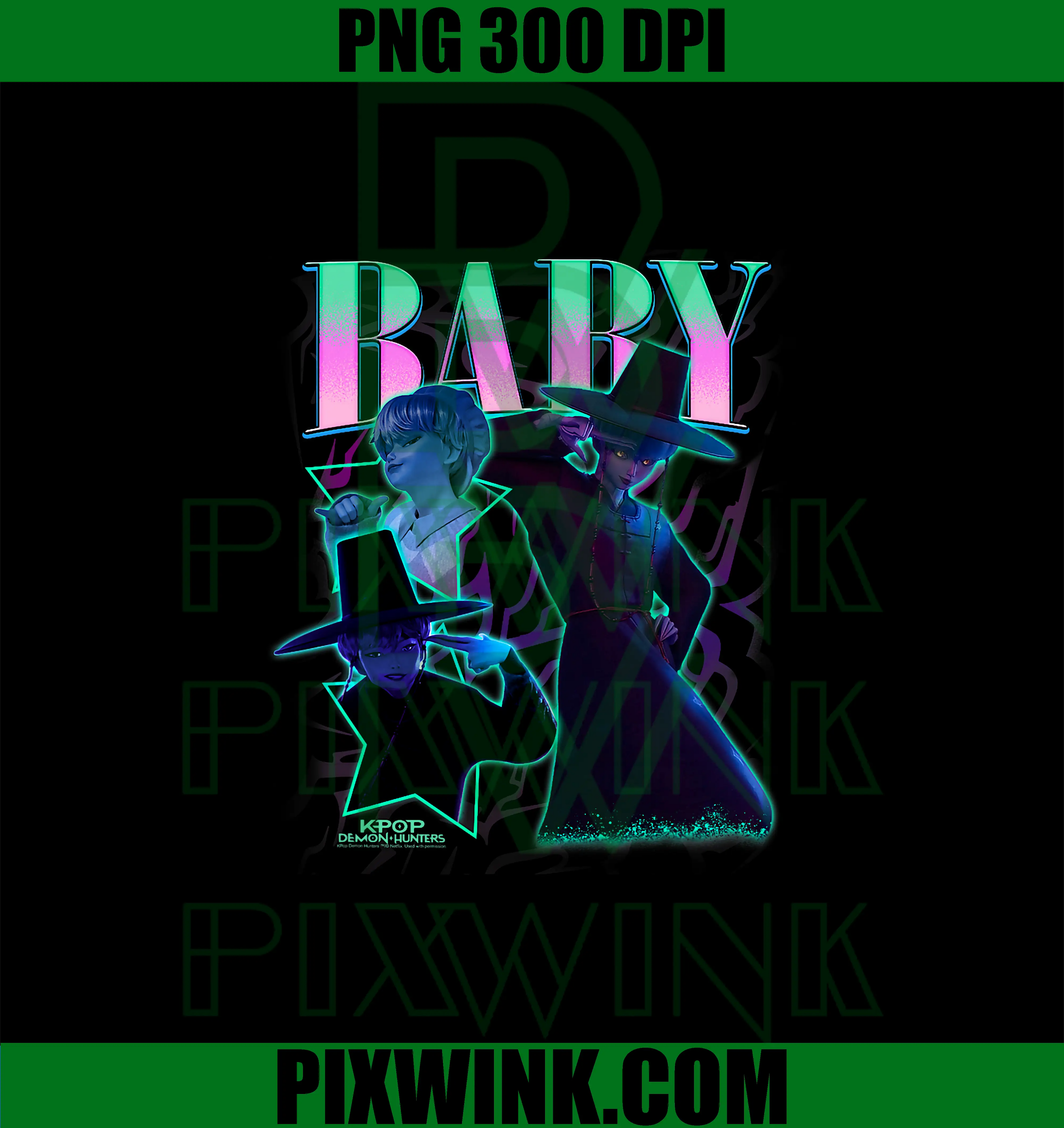 Baby Showcase Y2K Style Poster PNG, Kpop Demon Hunters PNG