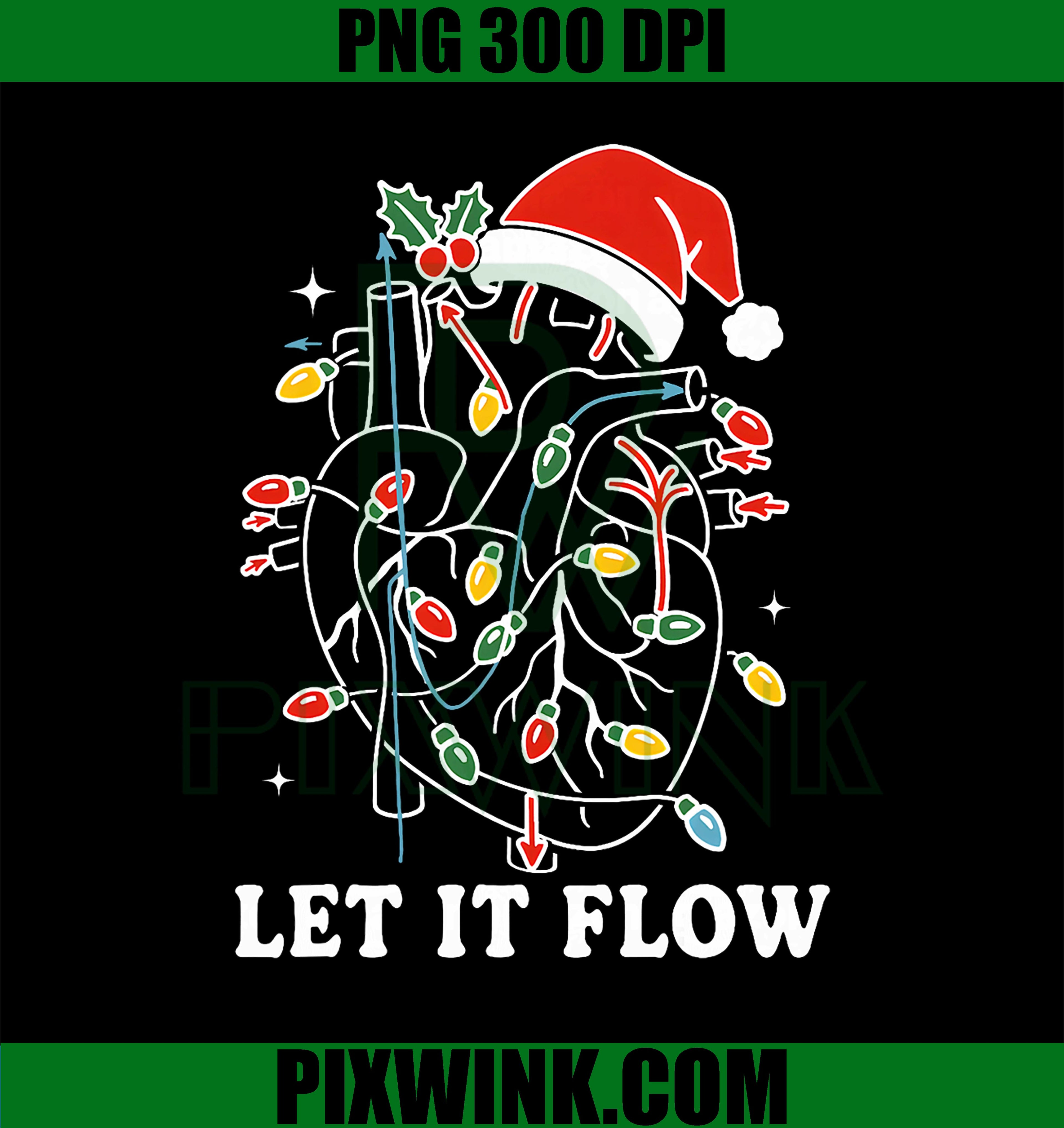 Let It Flow PNG, Anatomy Heart Cardiac Nurse Santa Hat Xmas PNG