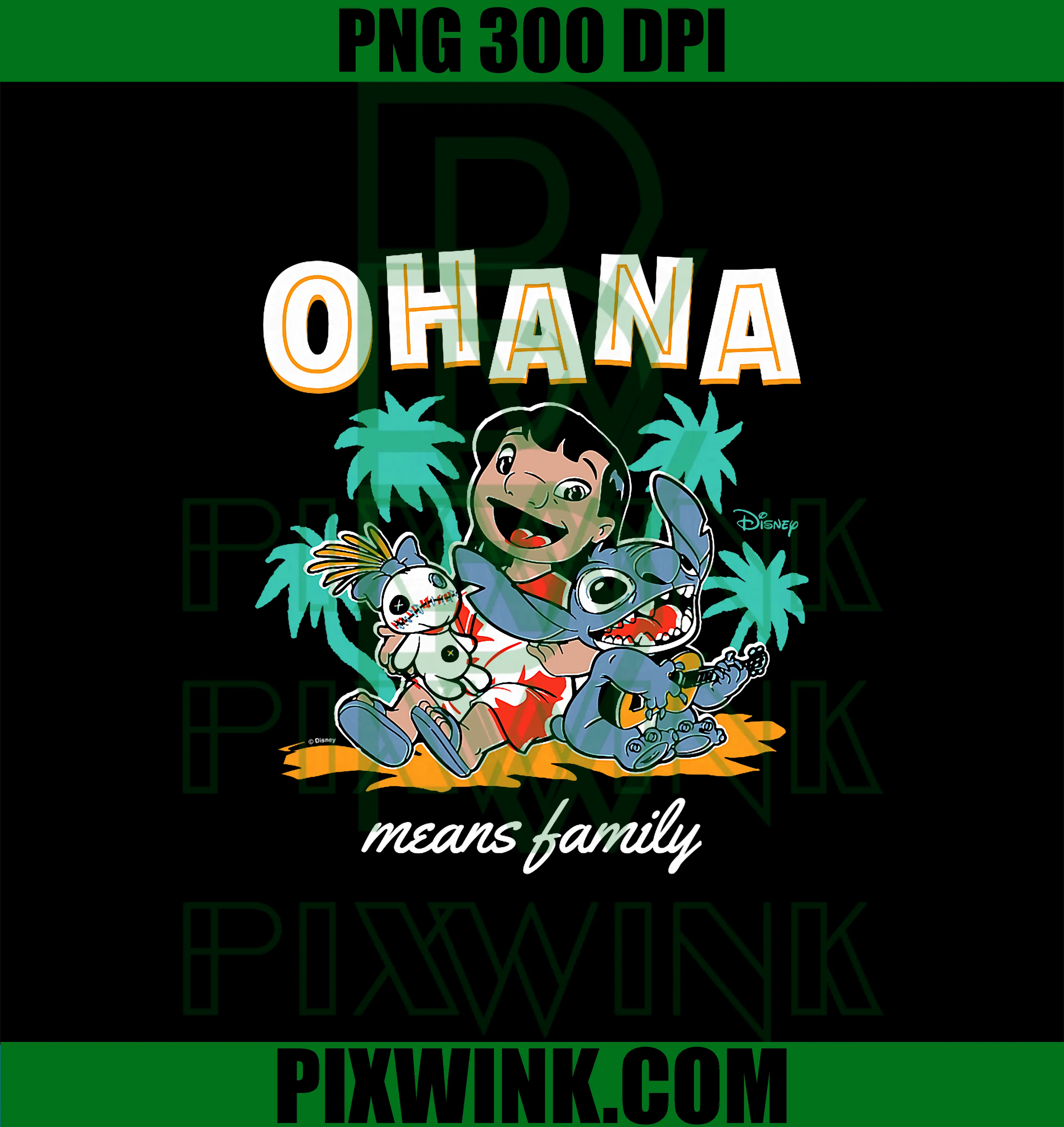 Ohana Means Family PNG, Lilo & Stitch PNG