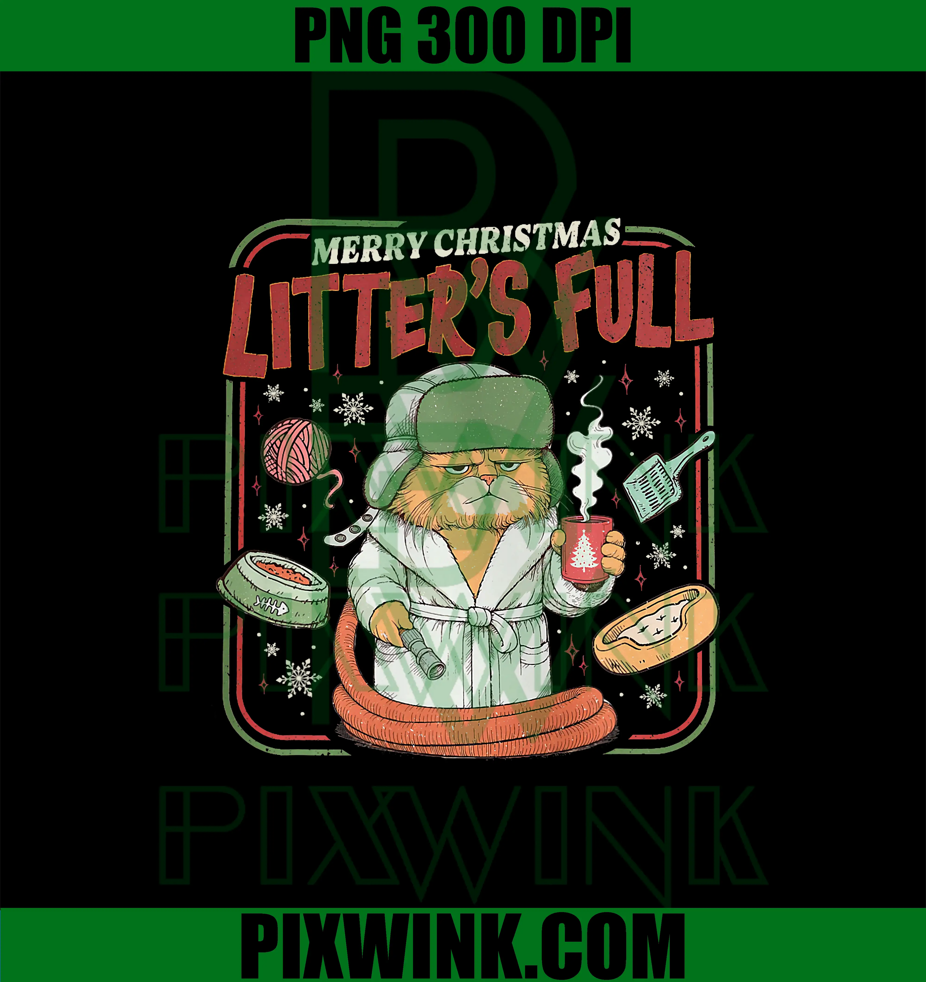 Litter's Full Merry Christmas PNG, Funny Cat Lovers Holidays Xmas PNG