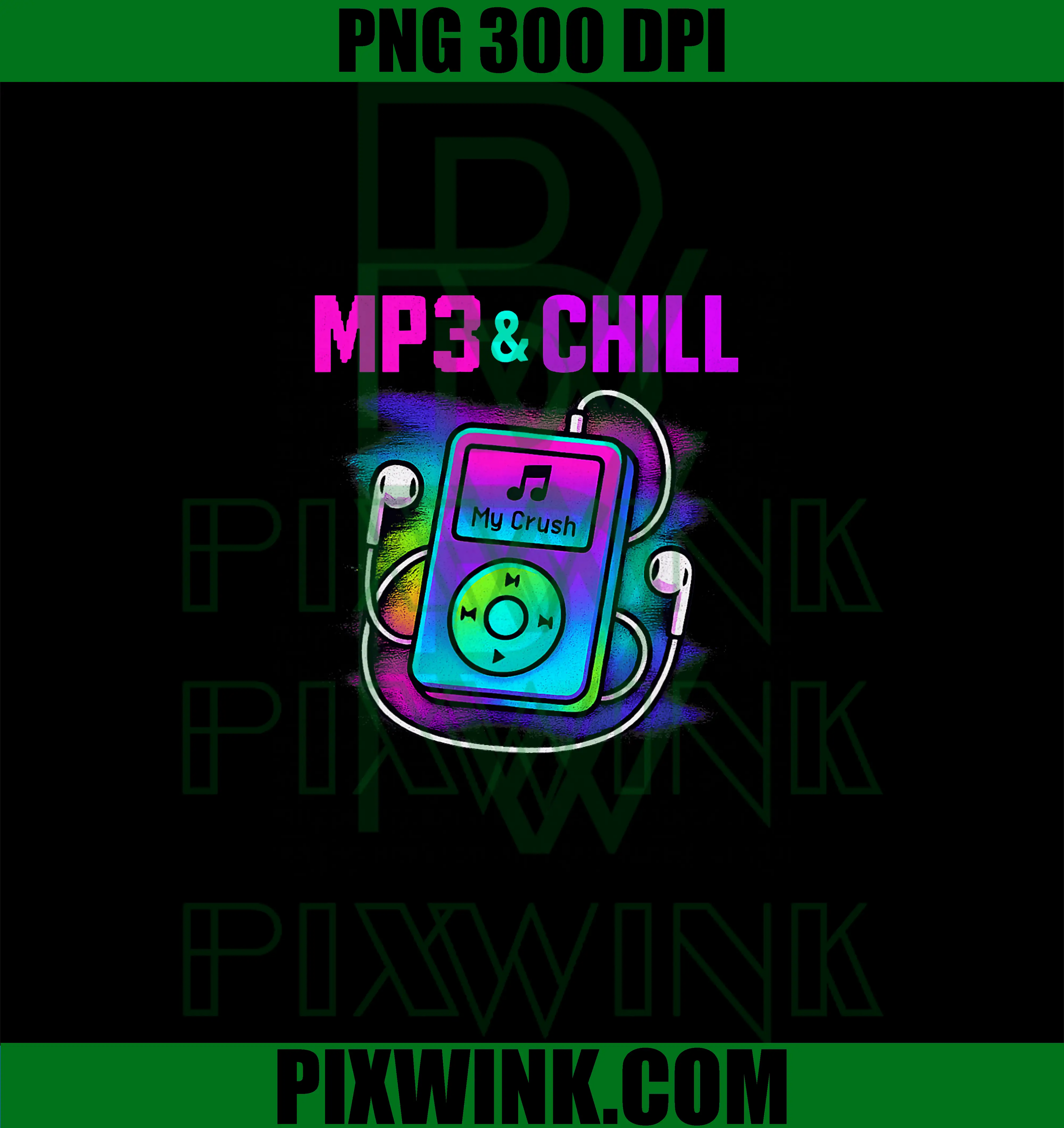 MP3 And Chill PNG, Retro Y2K Aesthetic Music Art PNG