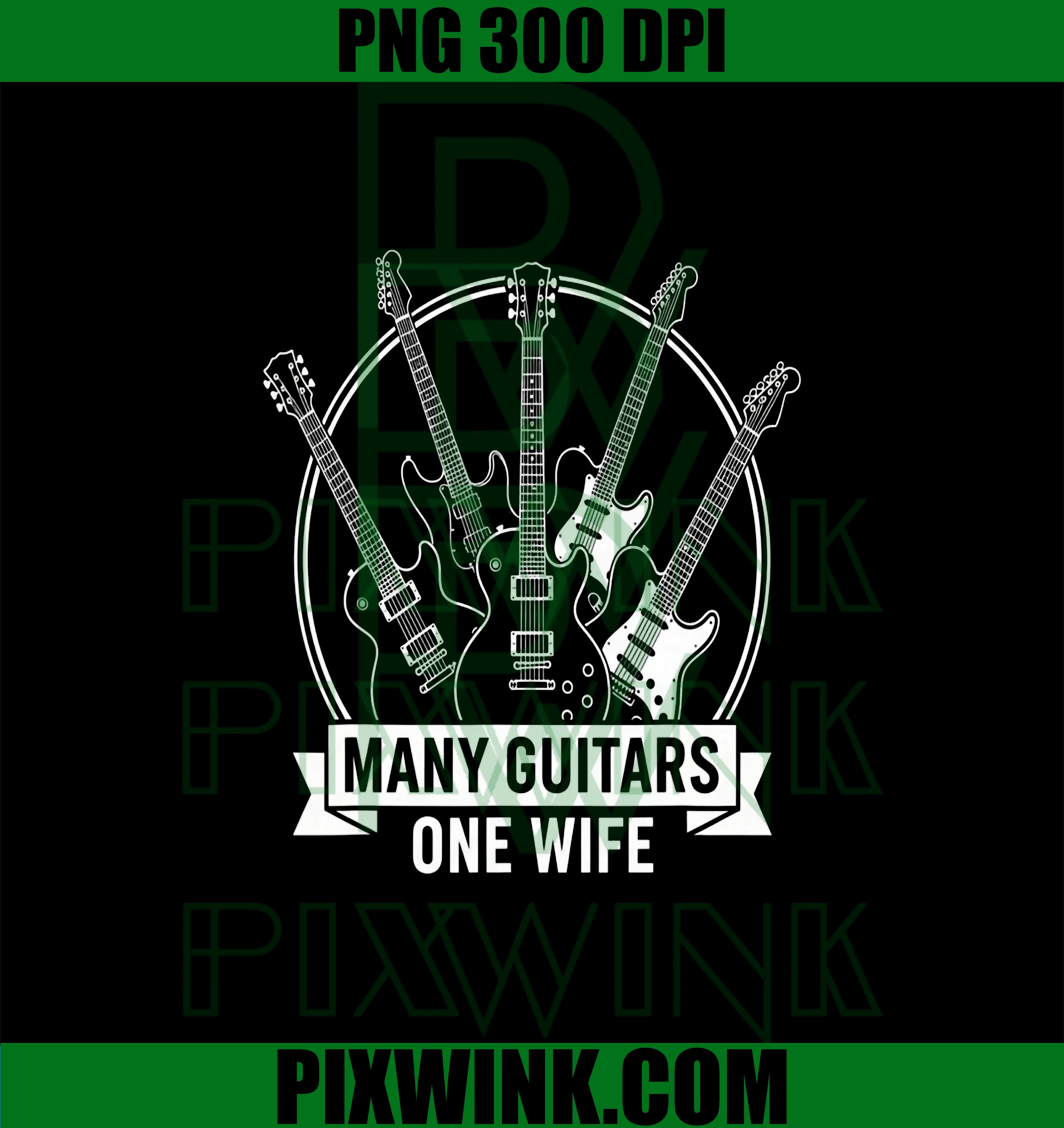 Many Guitars One Wife PNG, Funny Musician PNG, Guitarist Humor Design PNG