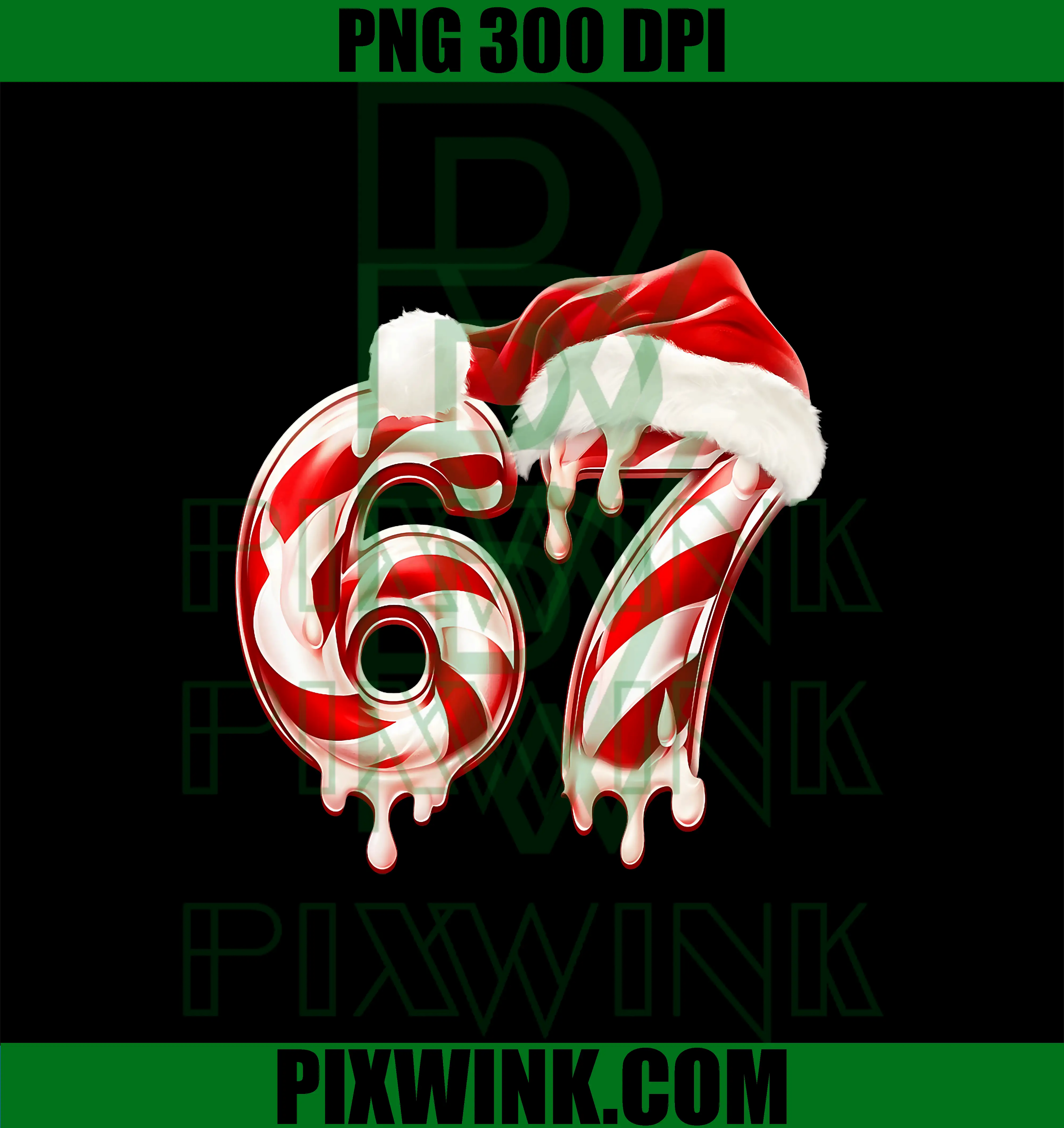 Melting Candy Cane 67 Christmas Design PNG, Santa Hat Holiday PNG