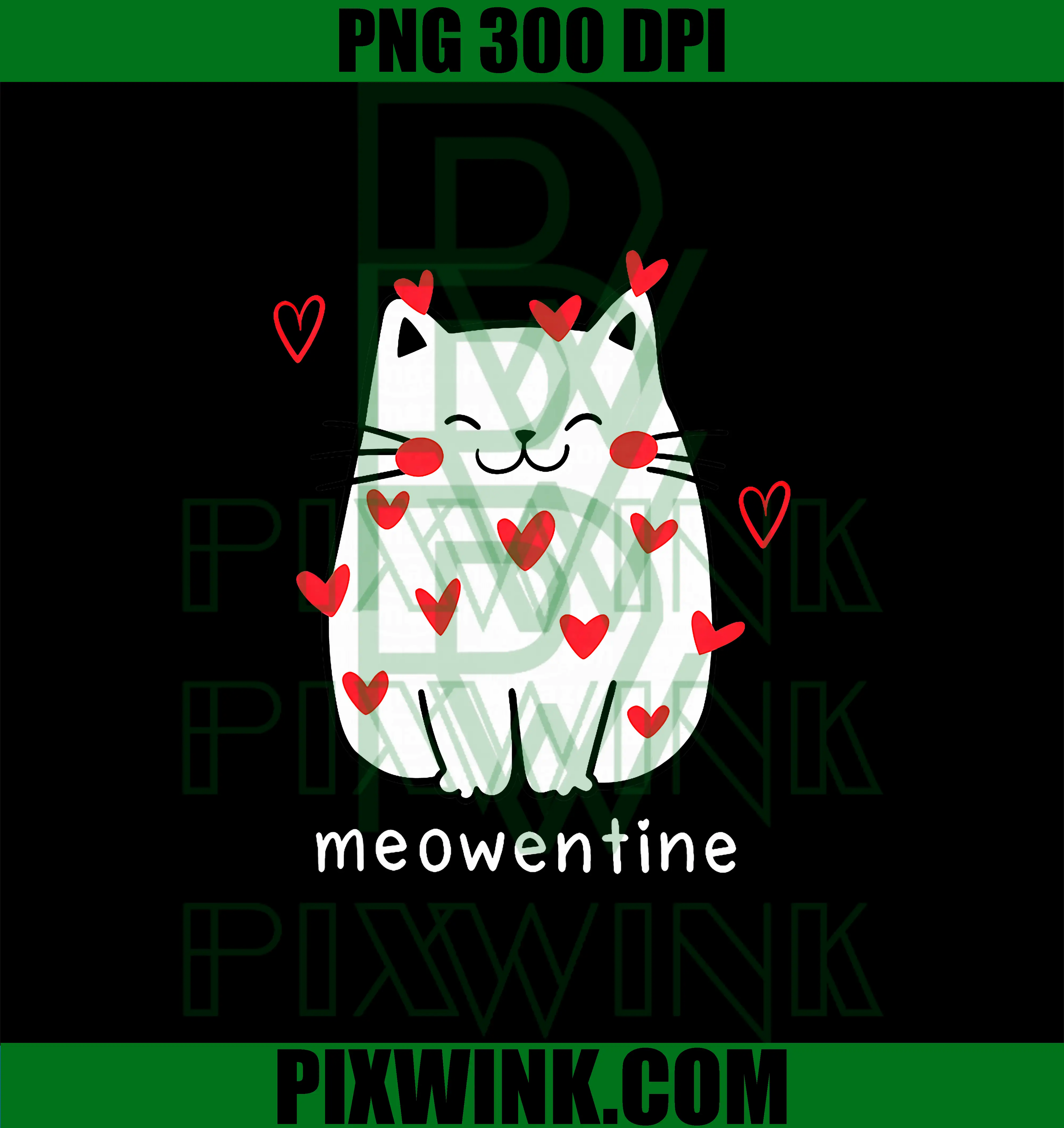 Meowentine Cute PNG, Cat Heart Valentine Day PNG, Cats Lover Couple PNG