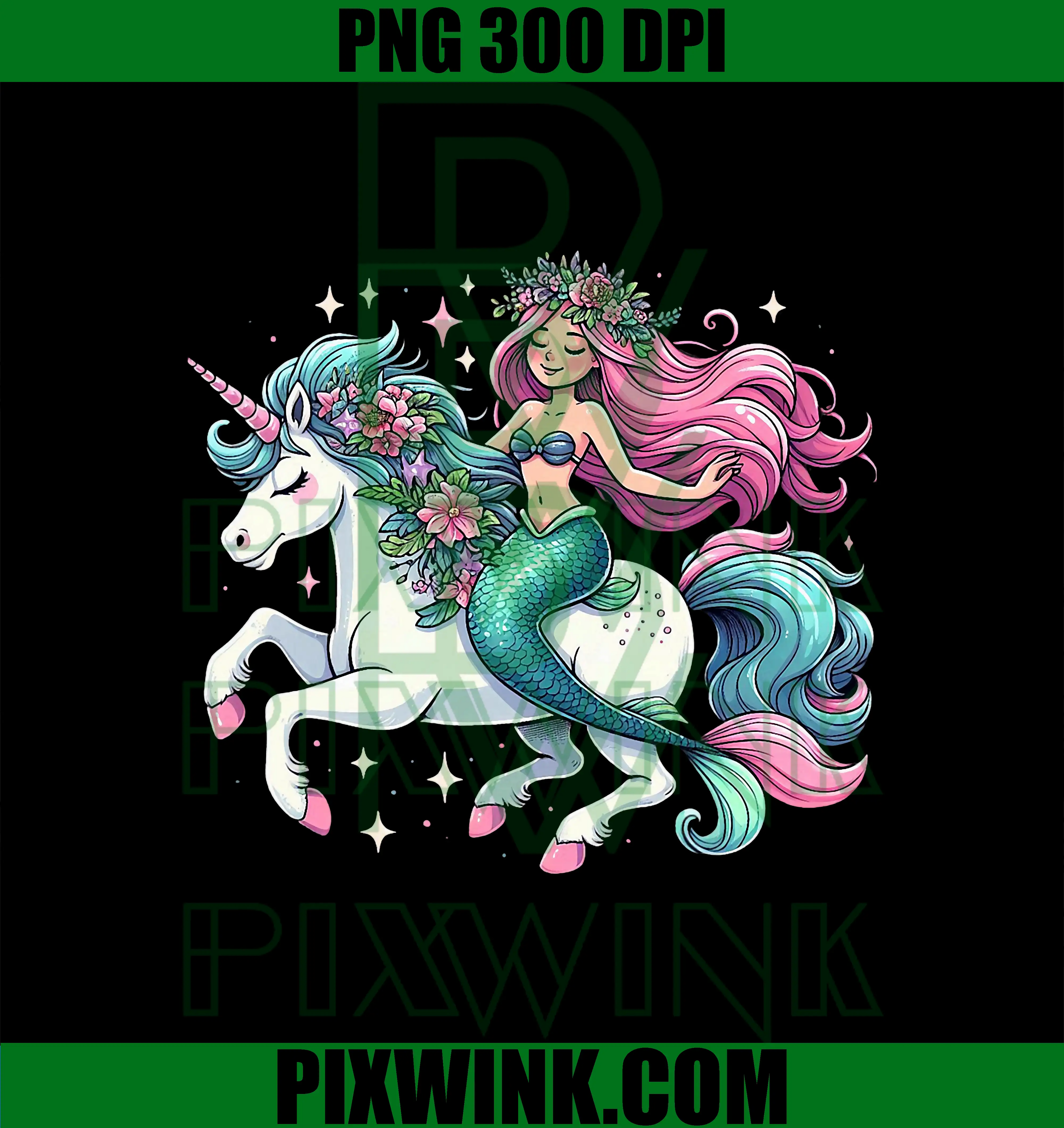 Mermaid Riding A Unicorn PNG, Mermaid PNG