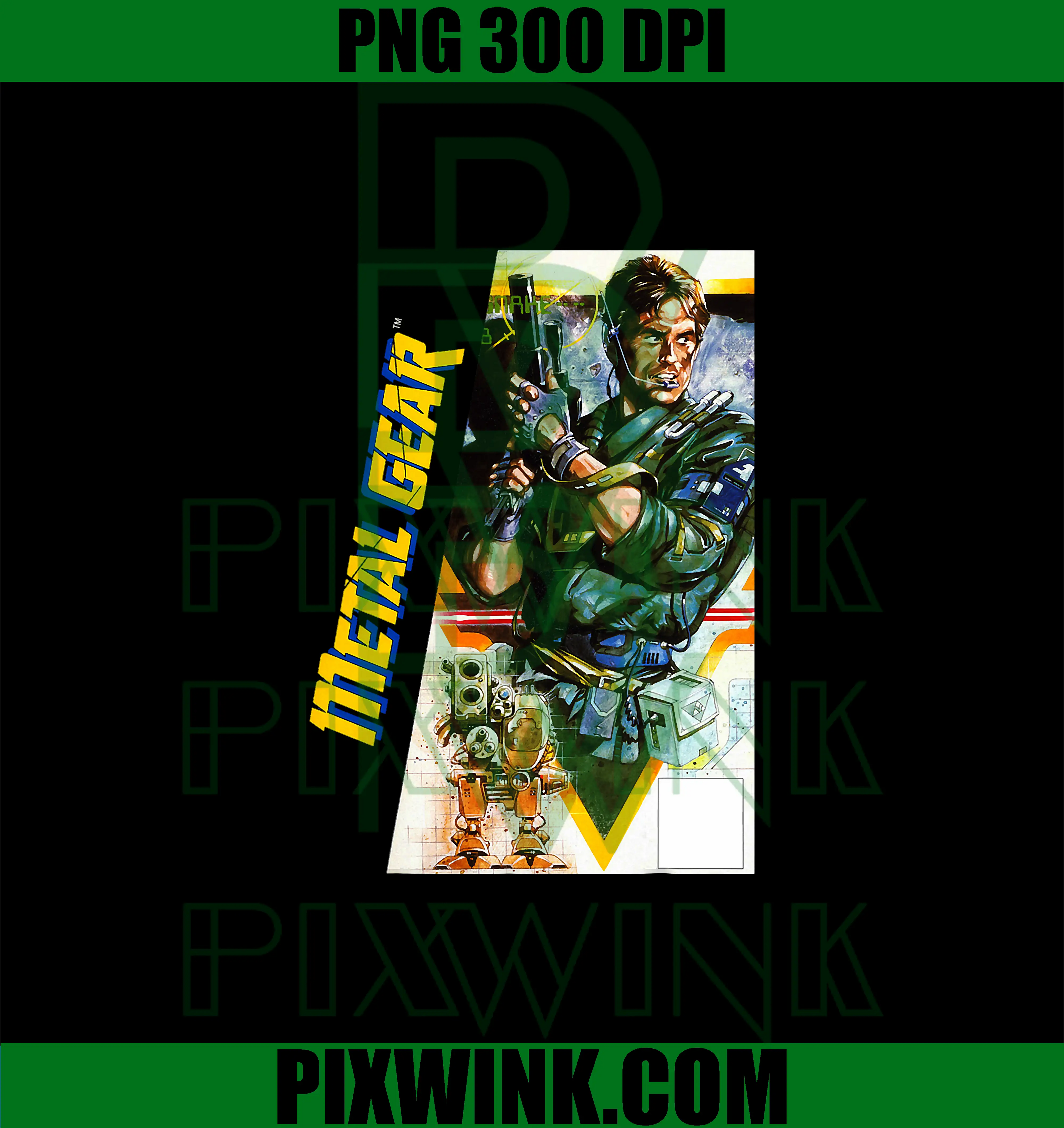 Metal Gear Box Art PNG, Tactical Espionage Retro Gamer PNG