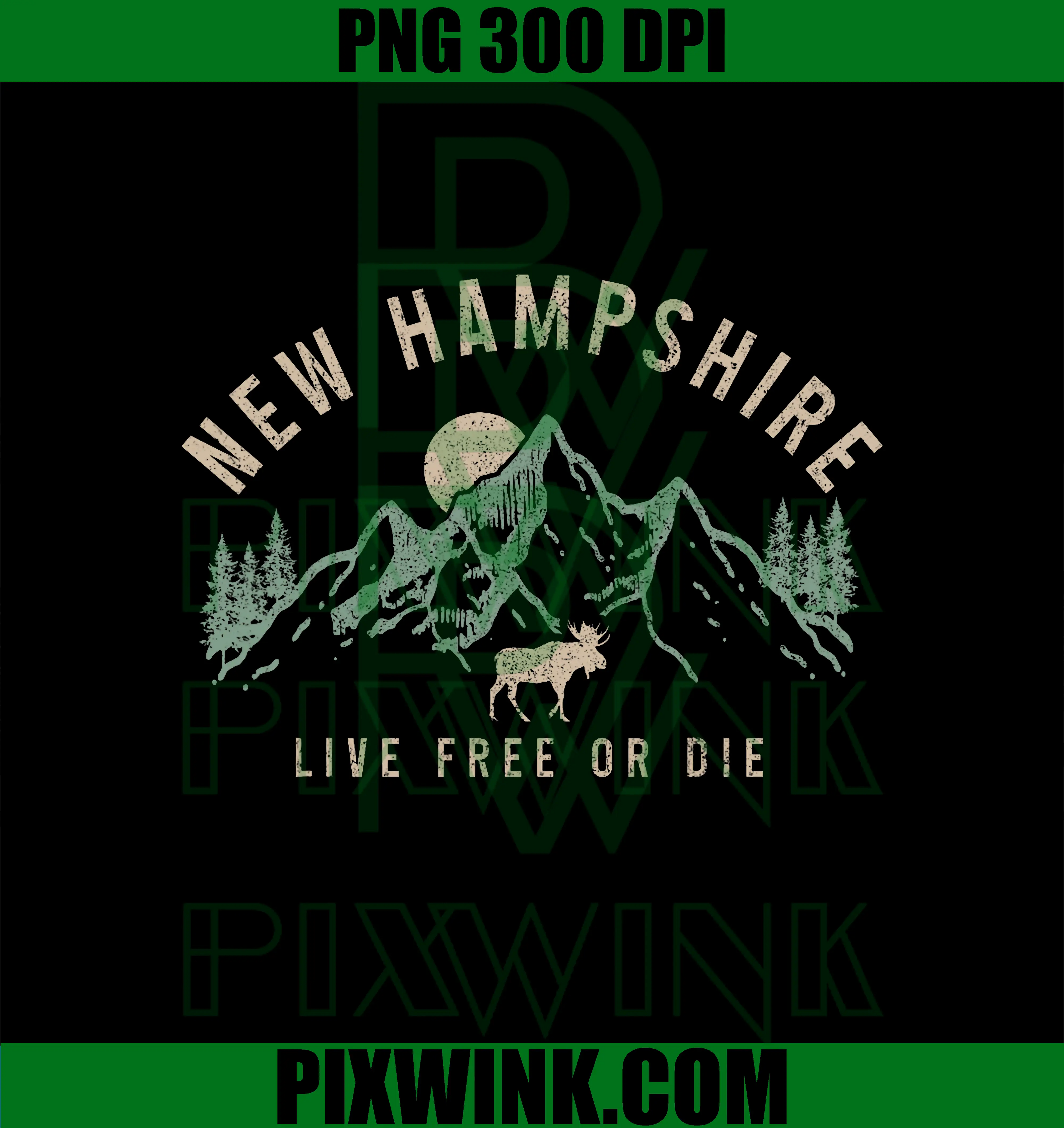 New Hampshire PNG, Vintage Pride Mountains Moose PNG