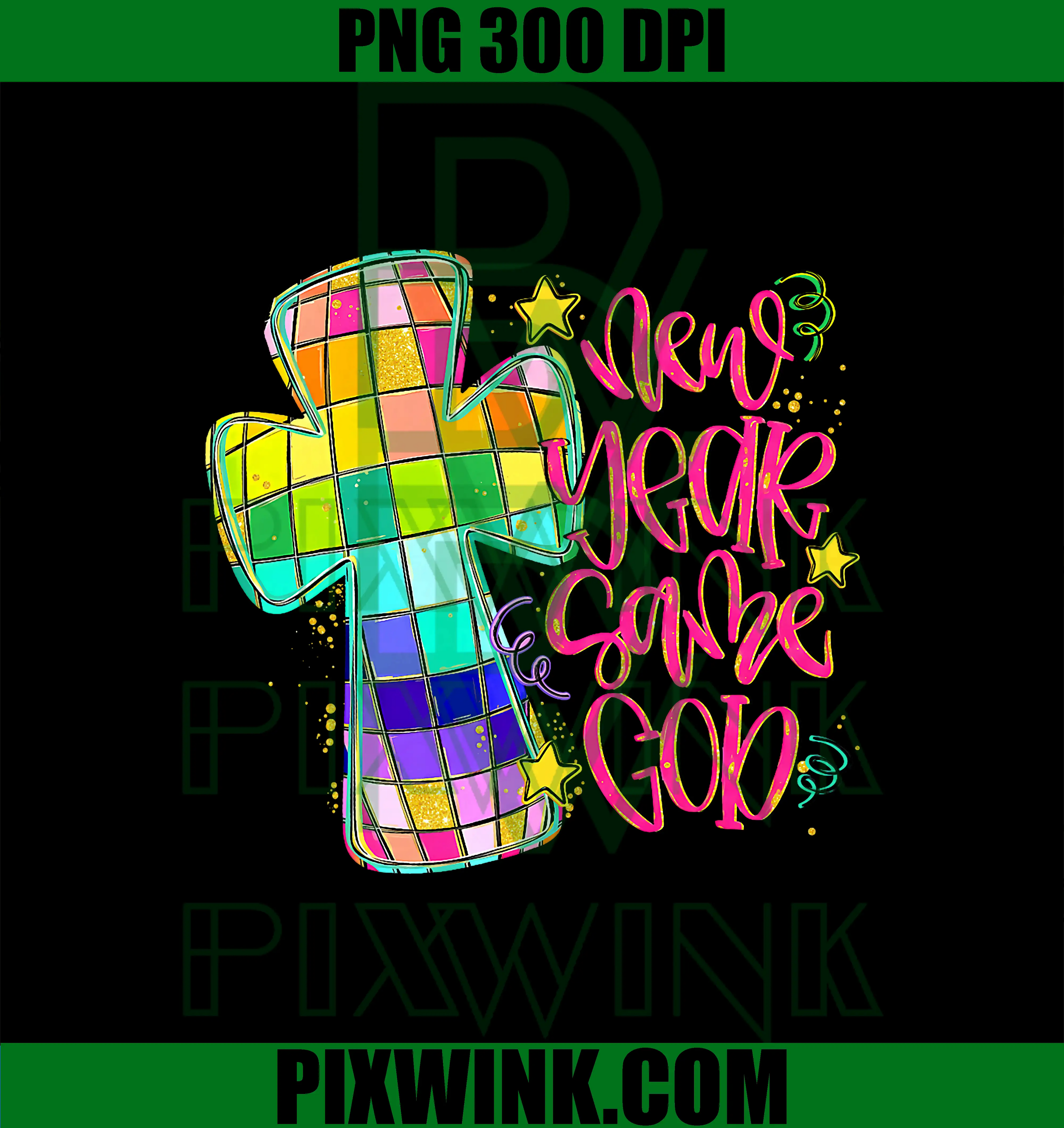 New Year Same God PNG, Disco Cross Christian PNG, Happy New Year 2026 PNG