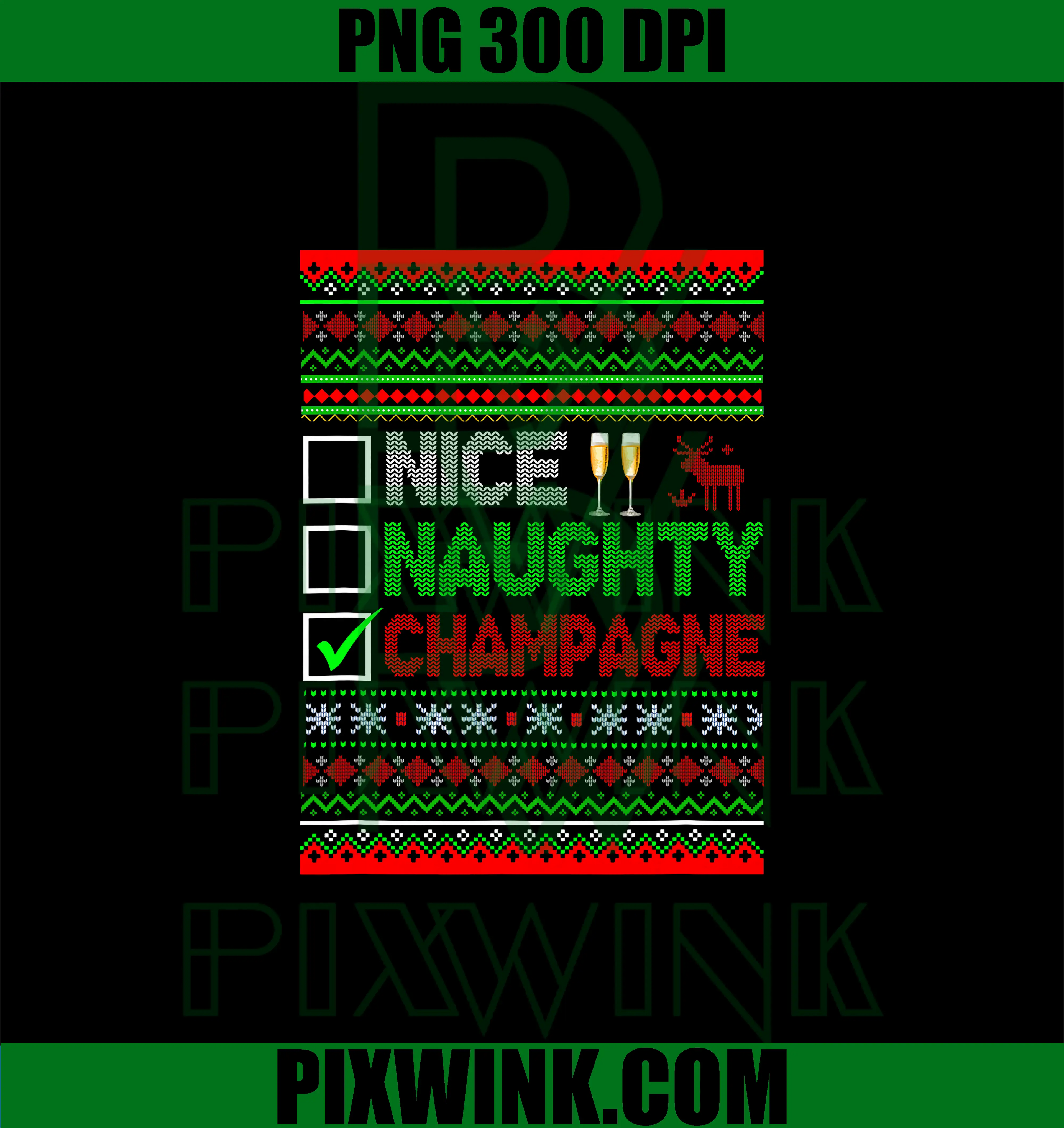 Nice Naughty Champagne PNG, Funny Xmas List Drinker PNG