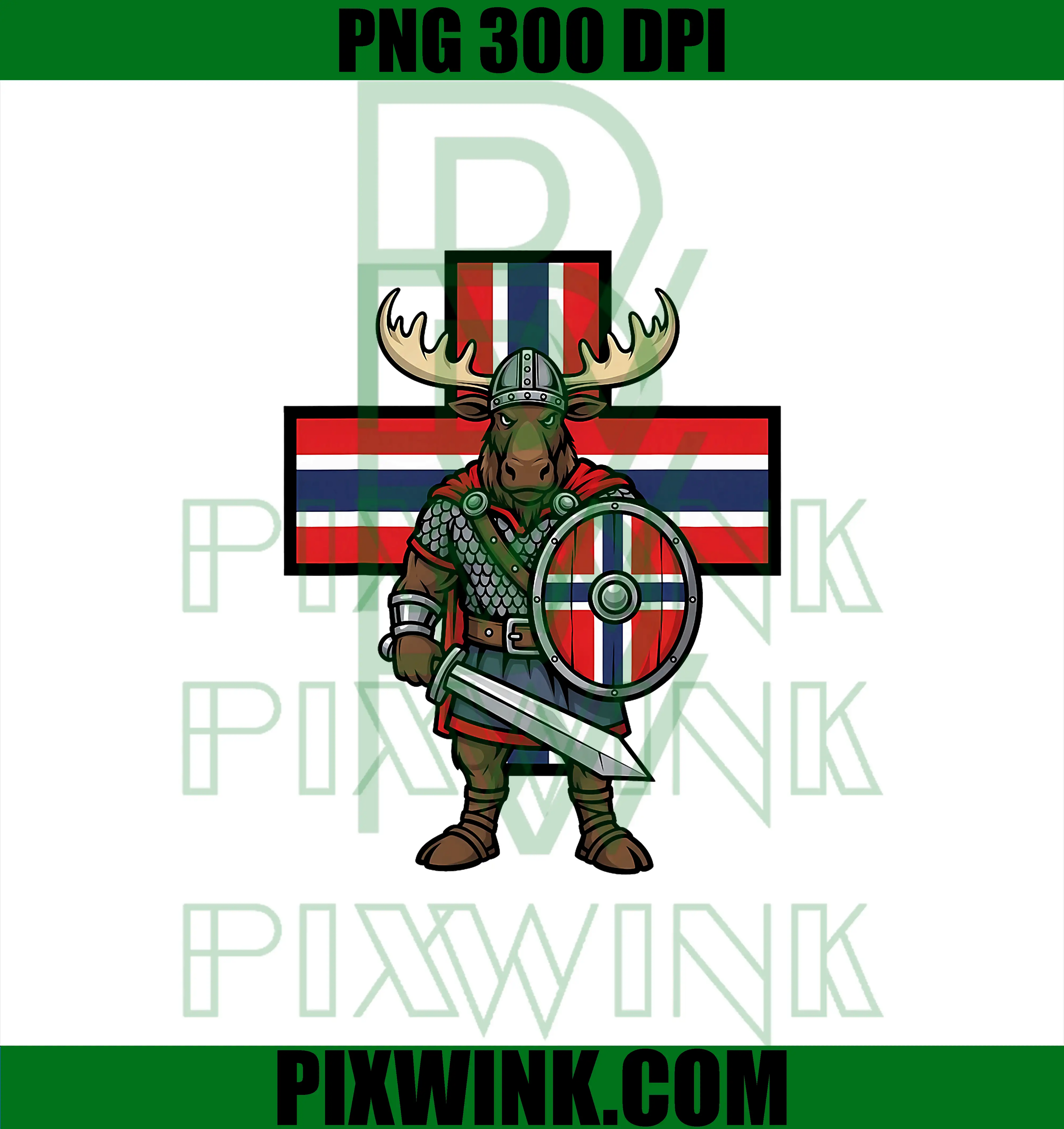 Norway Moose Viking PNG, Warrior Nordic Flag PNG