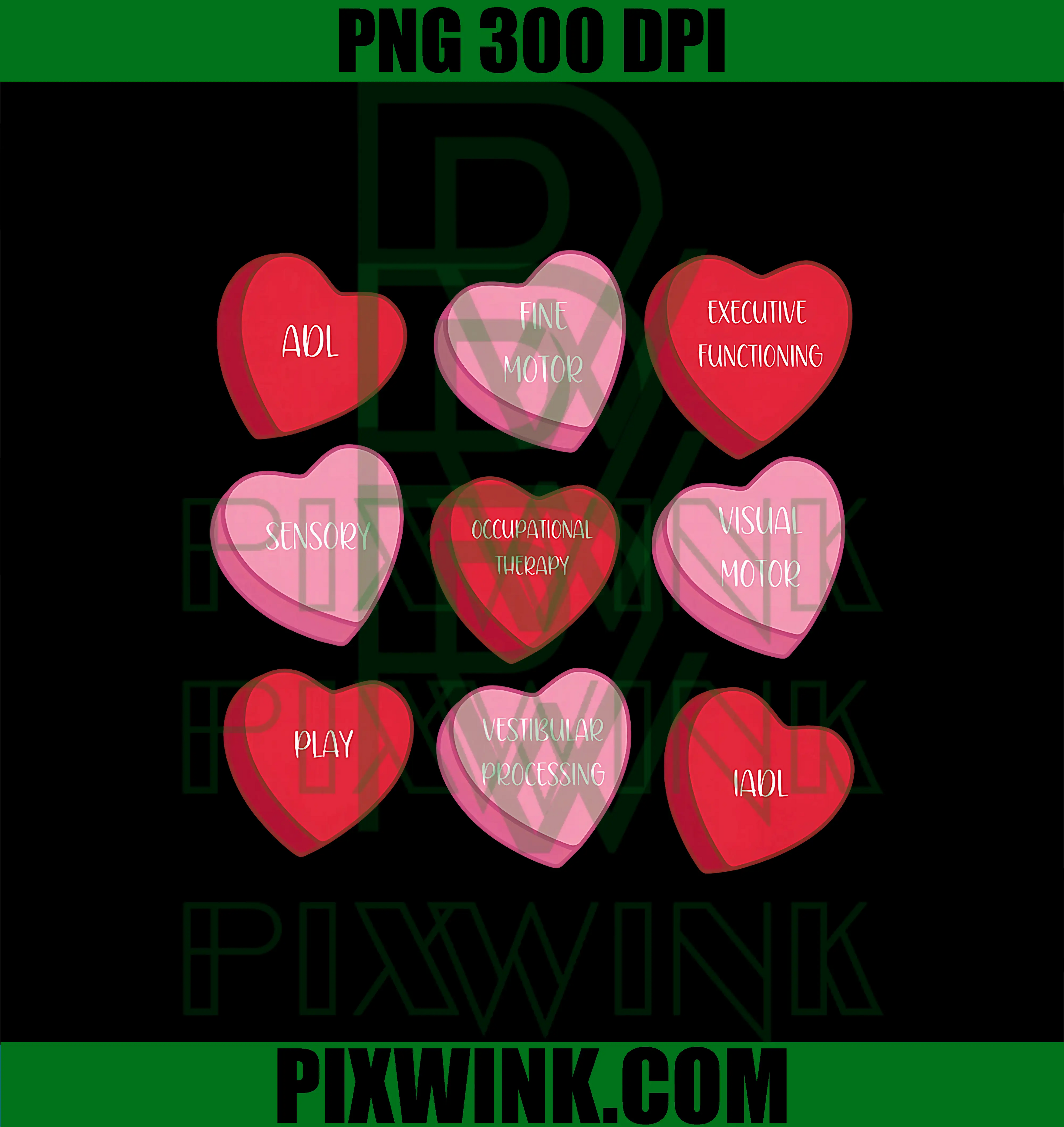 Occupational Therapy Heart PNG, Candy Valentine Day OT Therapist PNG