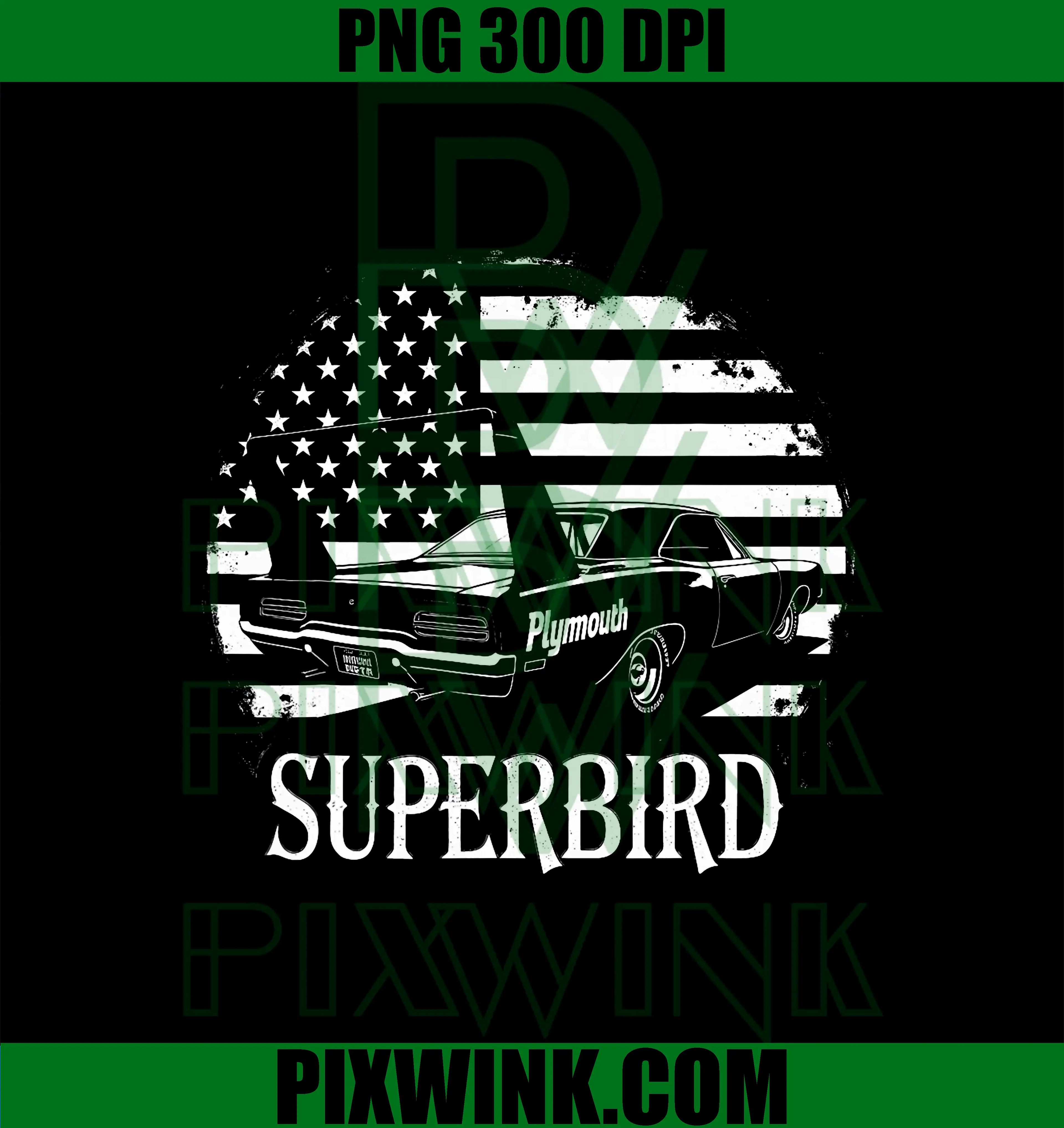 Plymouth Superbird PNG, Classic Car American Flag PNG