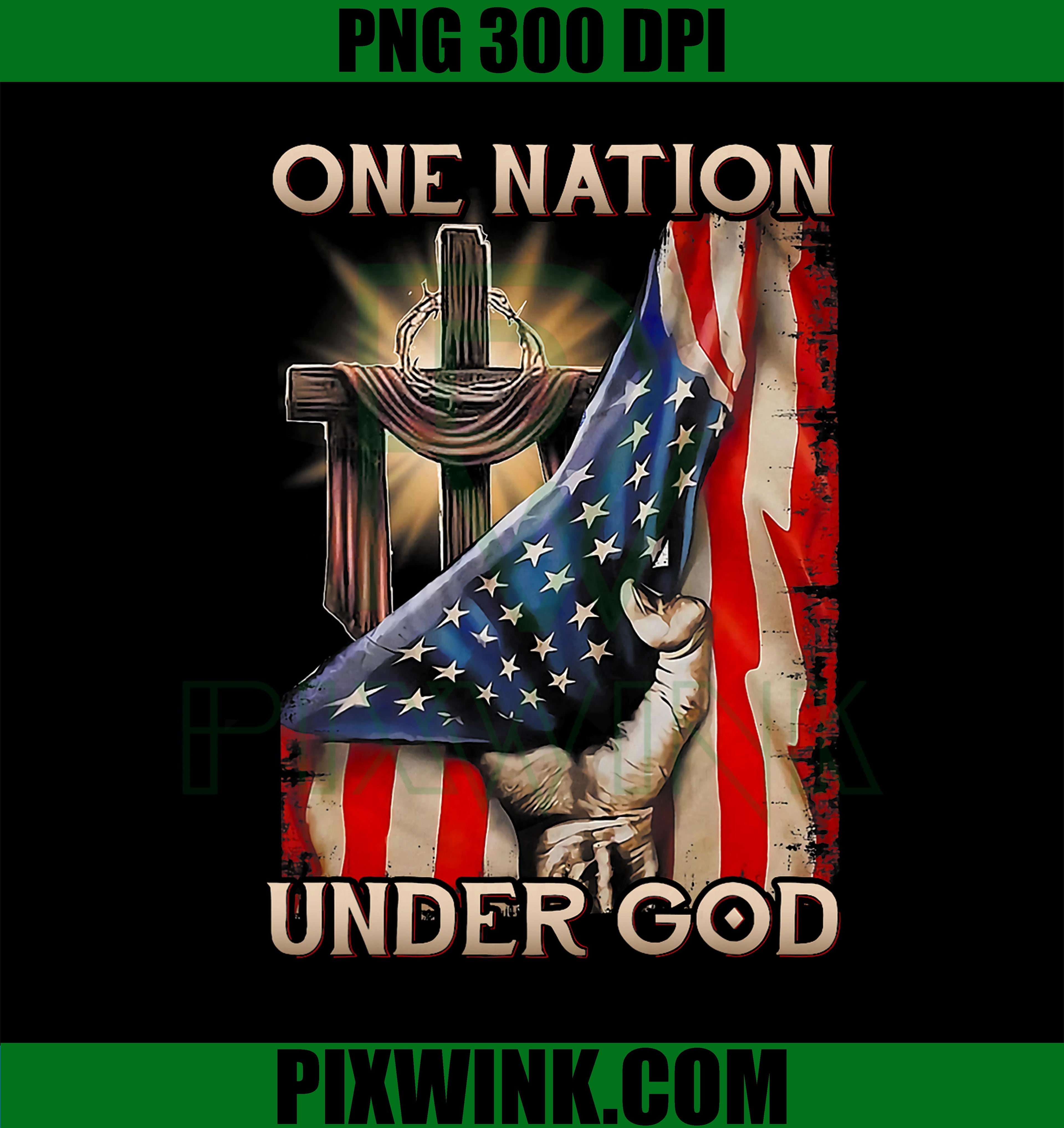 One Nation Under God PNG, US Flag PNG,  4th Of July Patriotic Christian PNG